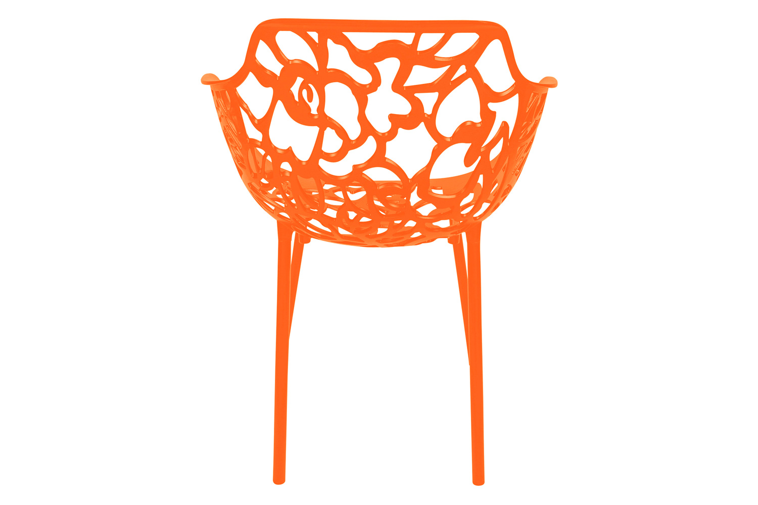 LeisureMod Devon Modern Flower Design Outdoor Aluminum Dining Armchair - Orange