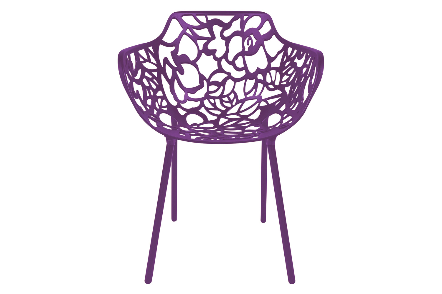 LeisureMod Devon Modern Flower Design Outdoor Aluminum Dining Armchair - Purple