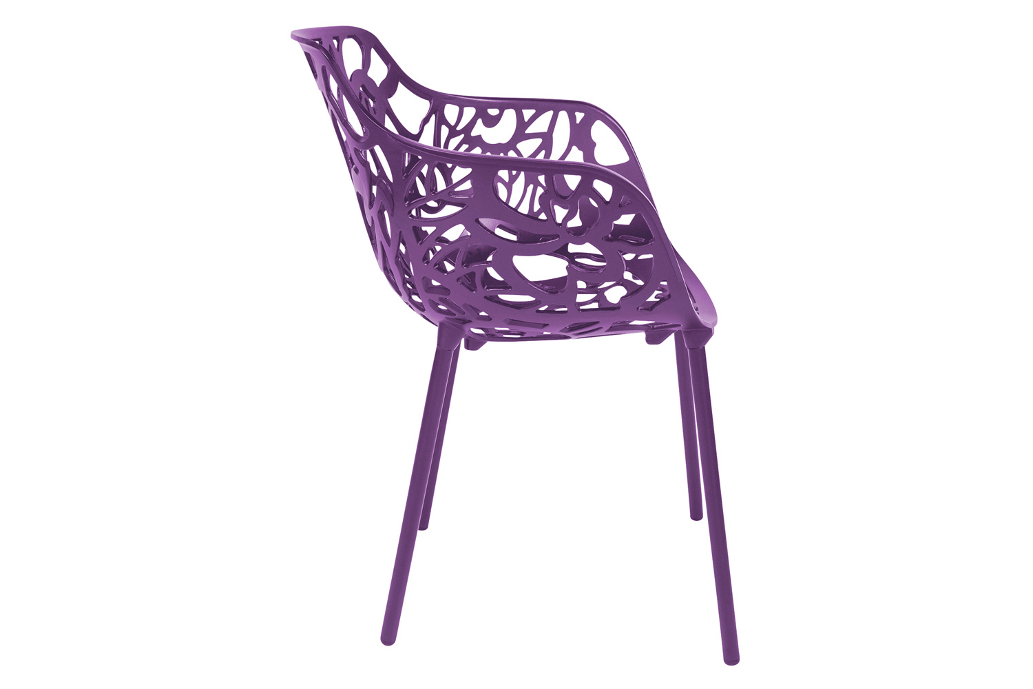 LeisureMod Devon Modern Flower Design Outdoor Aluminum Dining Armchair - Purple