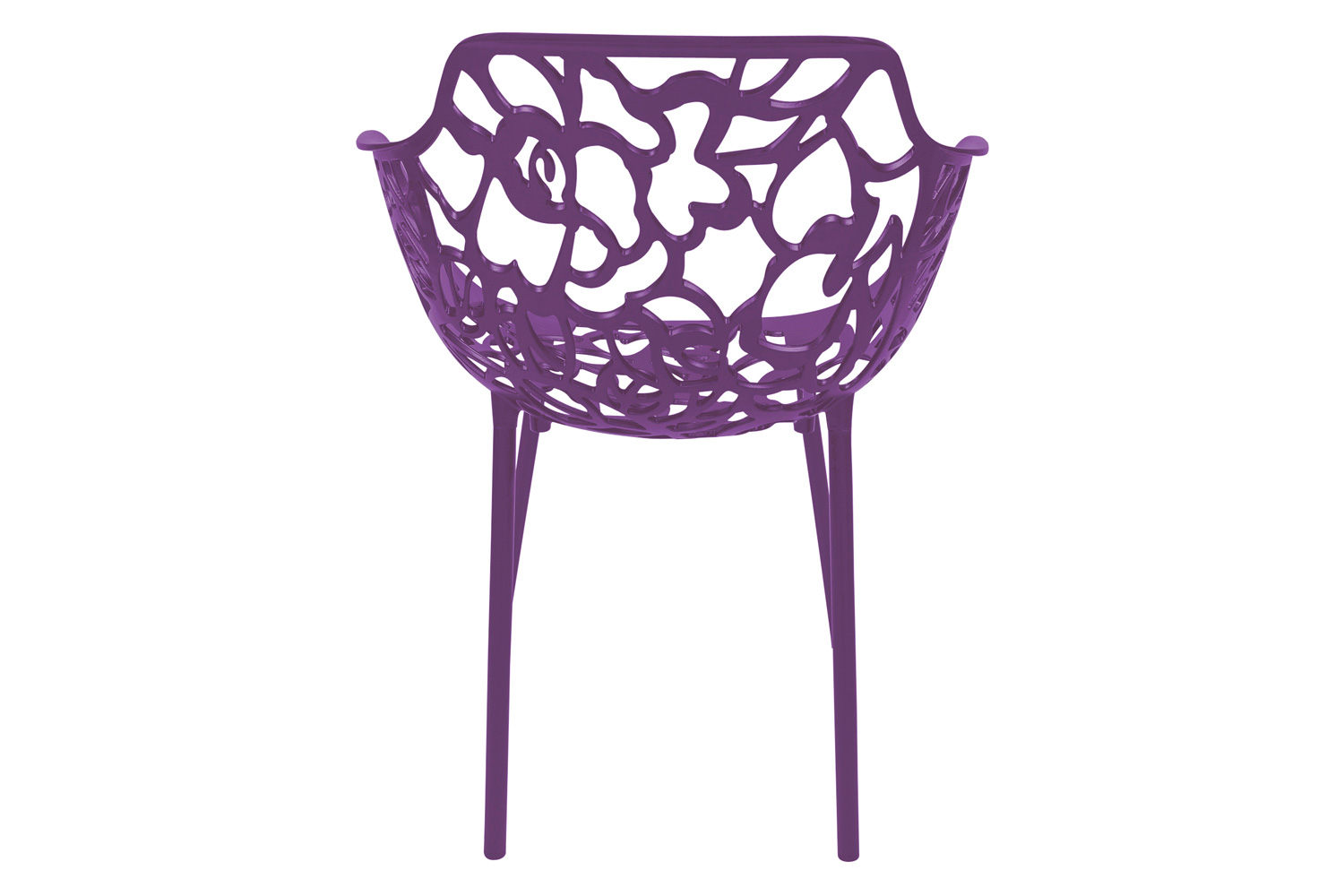 LeisureMod Devon Modern Flower Design Outdoor Aluminum Dining Armchair - Purple