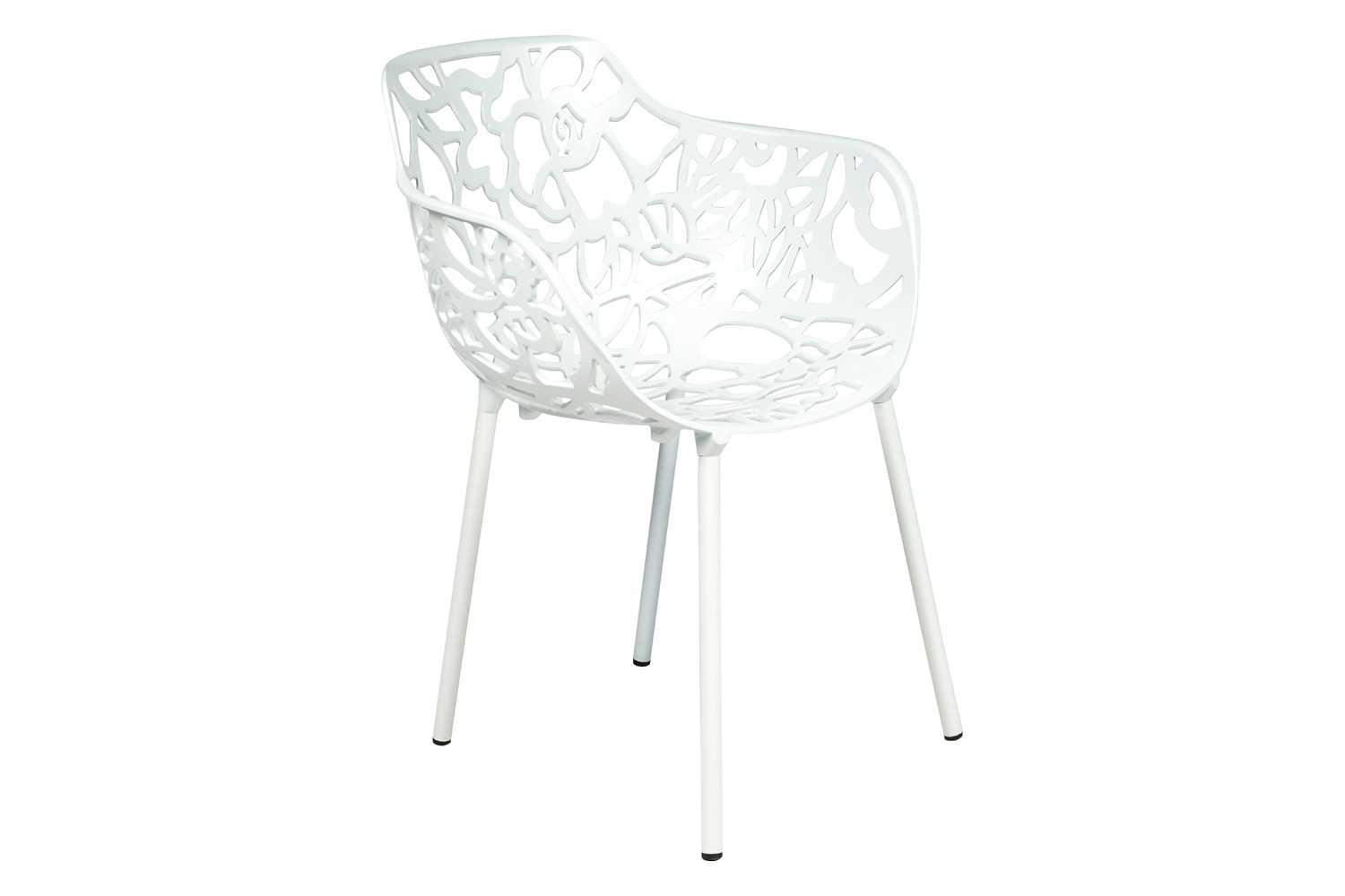 LeisureMod Devon Modern Flower Design Outdoor Aluminum Dining Armchair