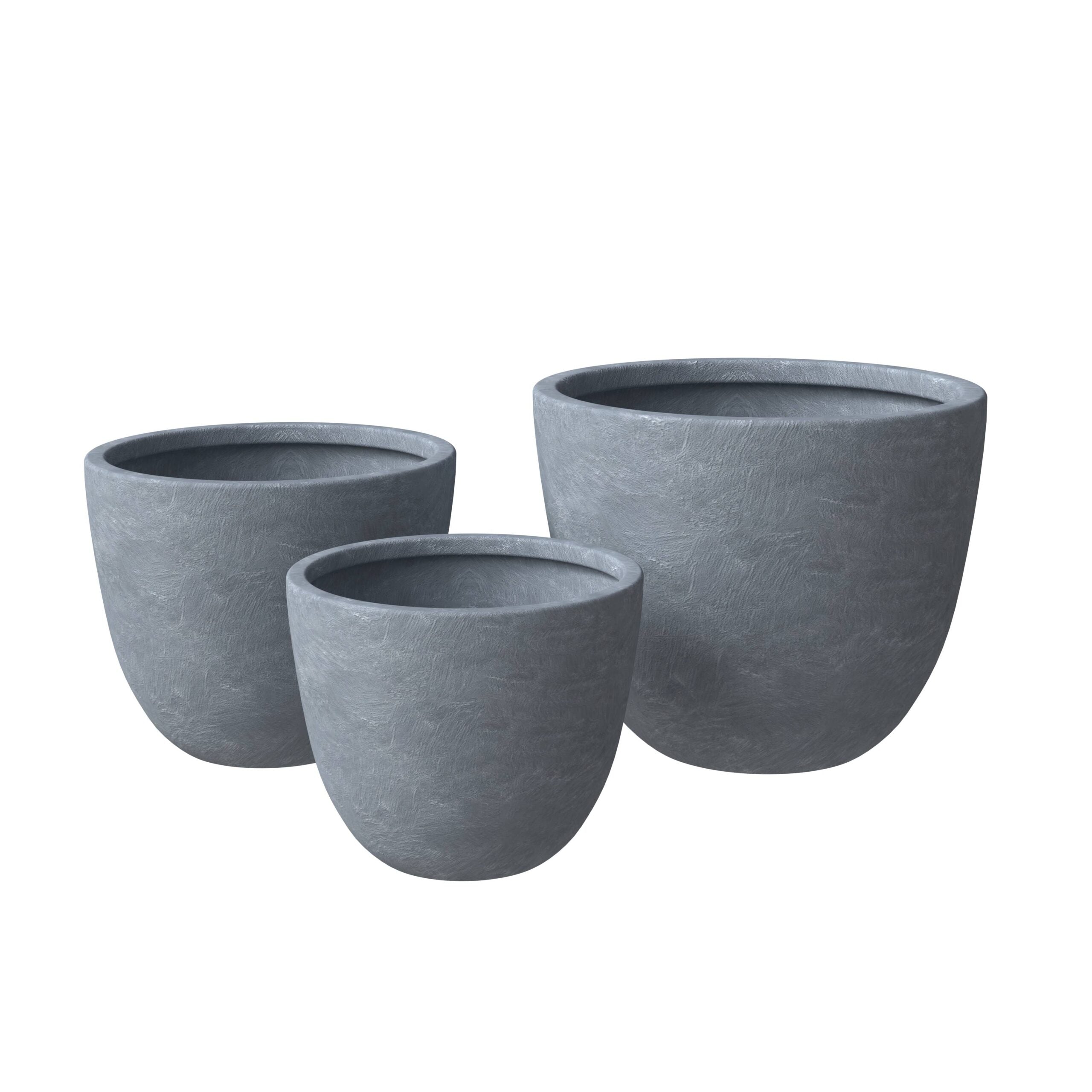 LeisureMod Dahlia Modern Fiberstone and MgO Clay Planters Pot (Set of 3)