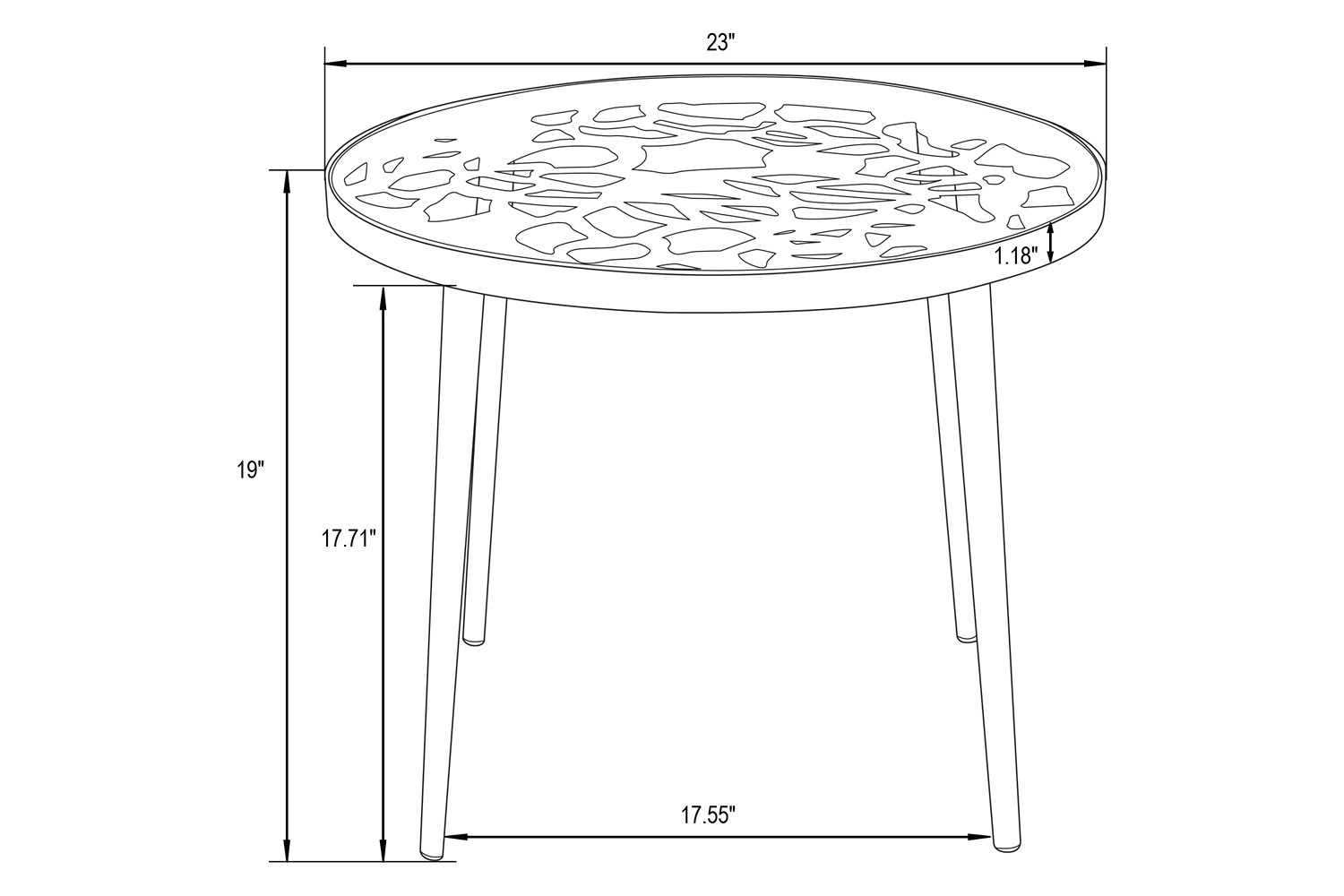 LeisureMod Devon Tree Design Glass Top Aluminum Base Outdoor End Table - Brown