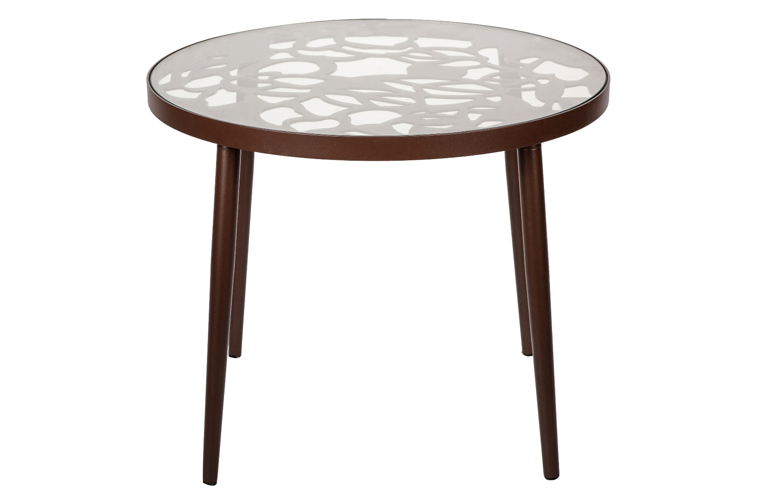 LeisureMod Devon Tree Design Glass Top Aluminum Base Outdoor End Table