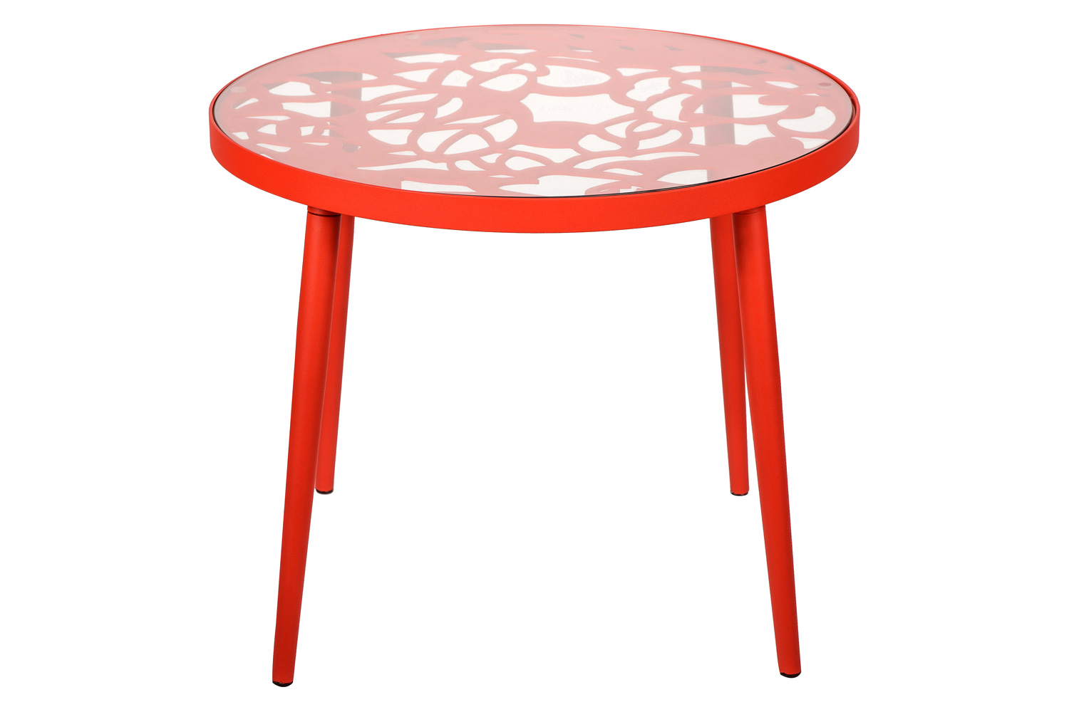 LeisureMod Devon Tree Design Glass Top Aluminum Base Outdoor End Table