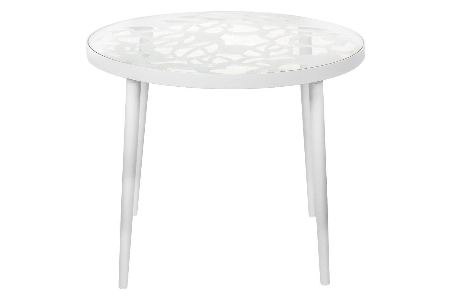 LeisureMod Devon Tree Design Glass Top Aluminum Base Outdoor End Table