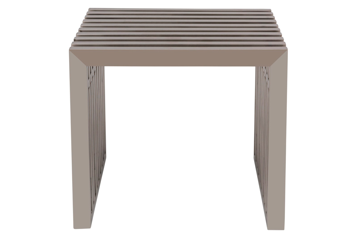 LeisureMod Eldert Gridiron Modern Stainless Steel Bench - Brushed 19