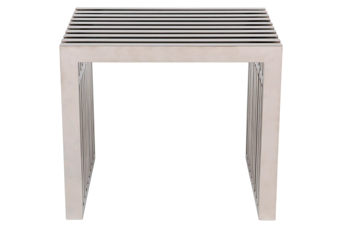 LeisureMod Eldert Gridiron Modern Stainless Steel Bench - Polished 19