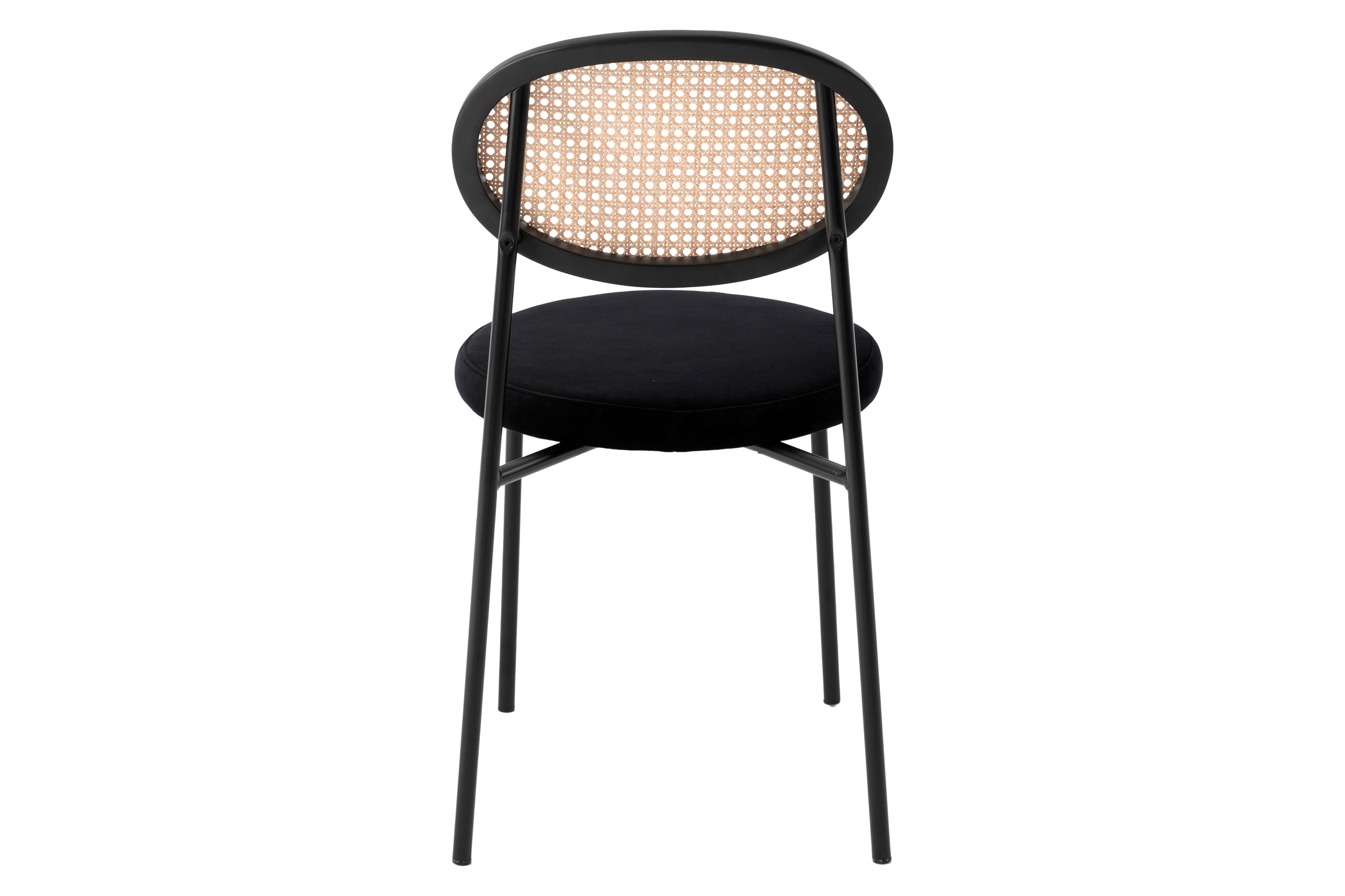 LeisureMod Euston Modern Wicker Dining Chair With Velvet Round Seat (Set Of 2) - Black