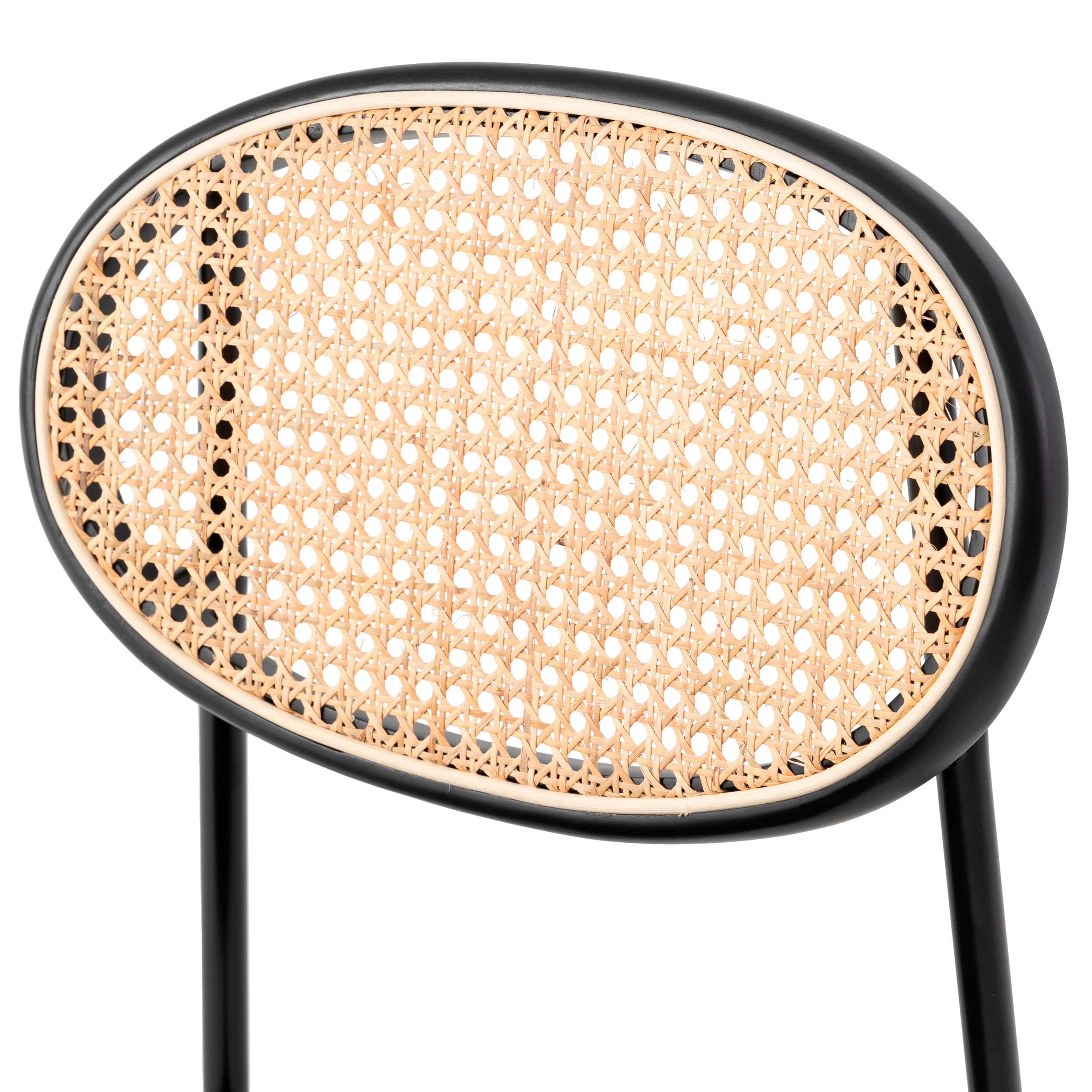 LeisureMod Euston Modern Wicker Dining Chair With Velvet Round Seat (Set Of 2) - Black