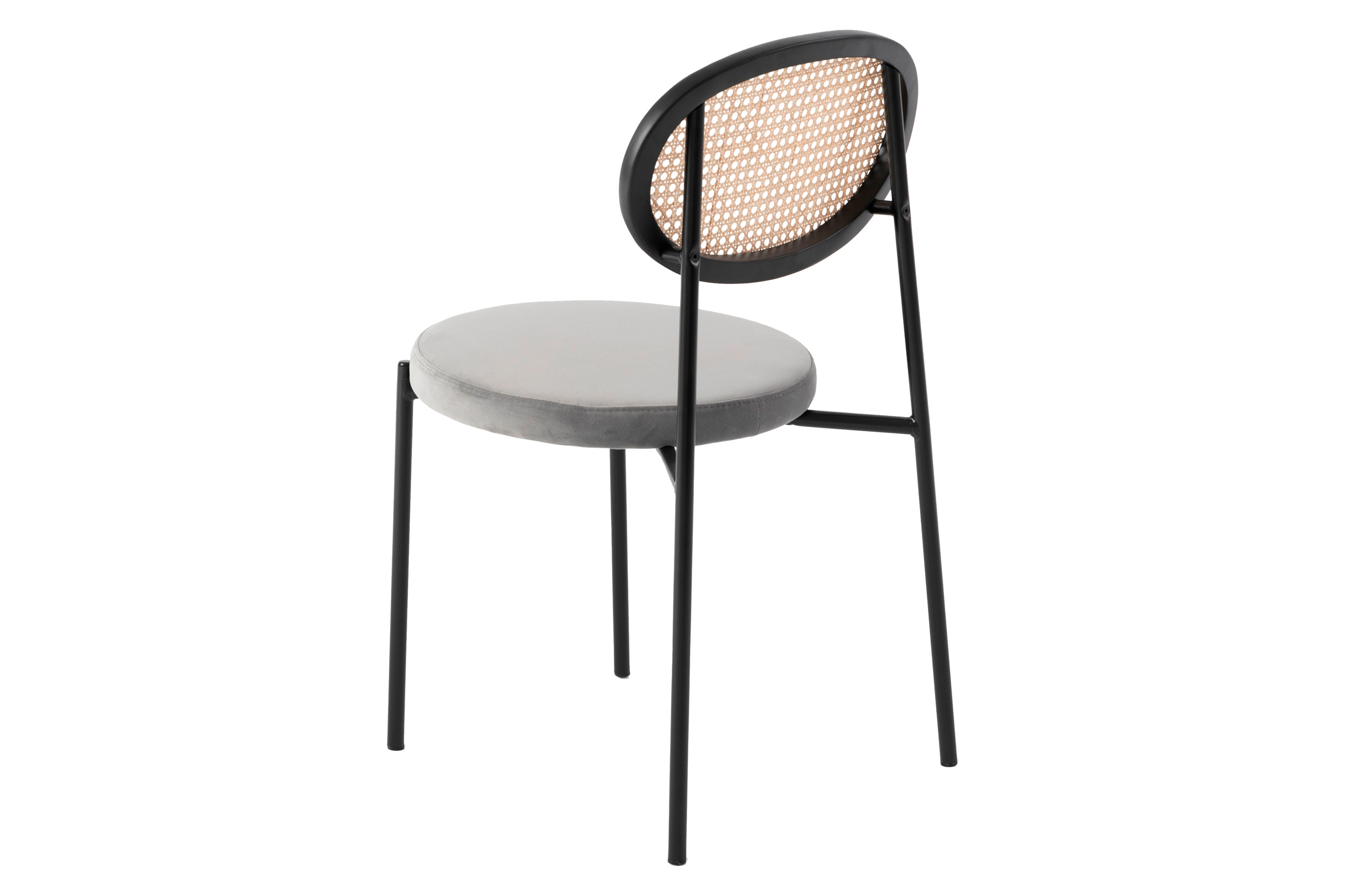 LeisureMod Euston Modern Wicker Dining Chair With Velvet Round Seat (Set Of 2) - Gray