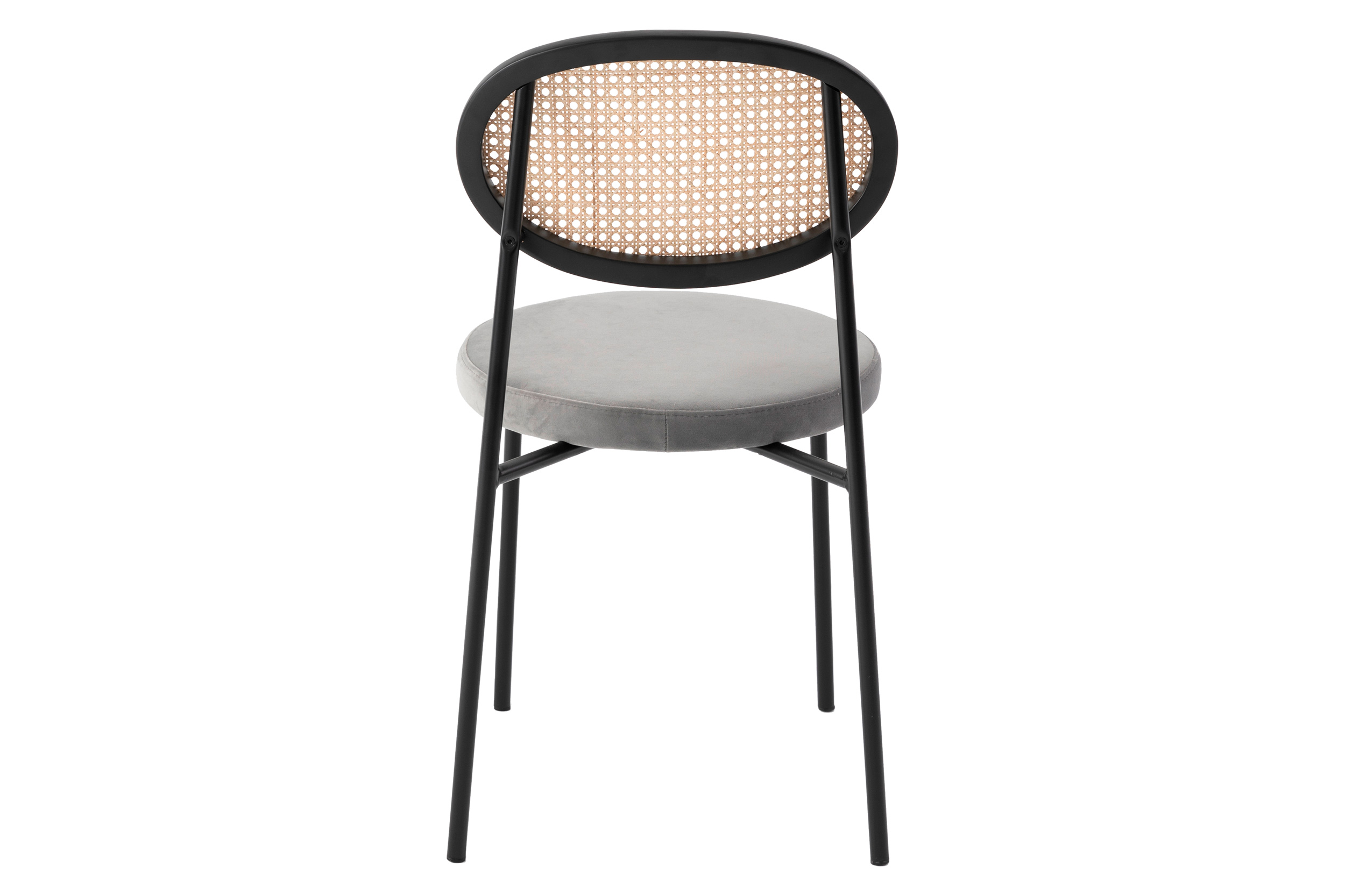 LeisureMod Euston Modern Wicker Dining Chair With Velvet Round Seat (Set Of 2) - Gray