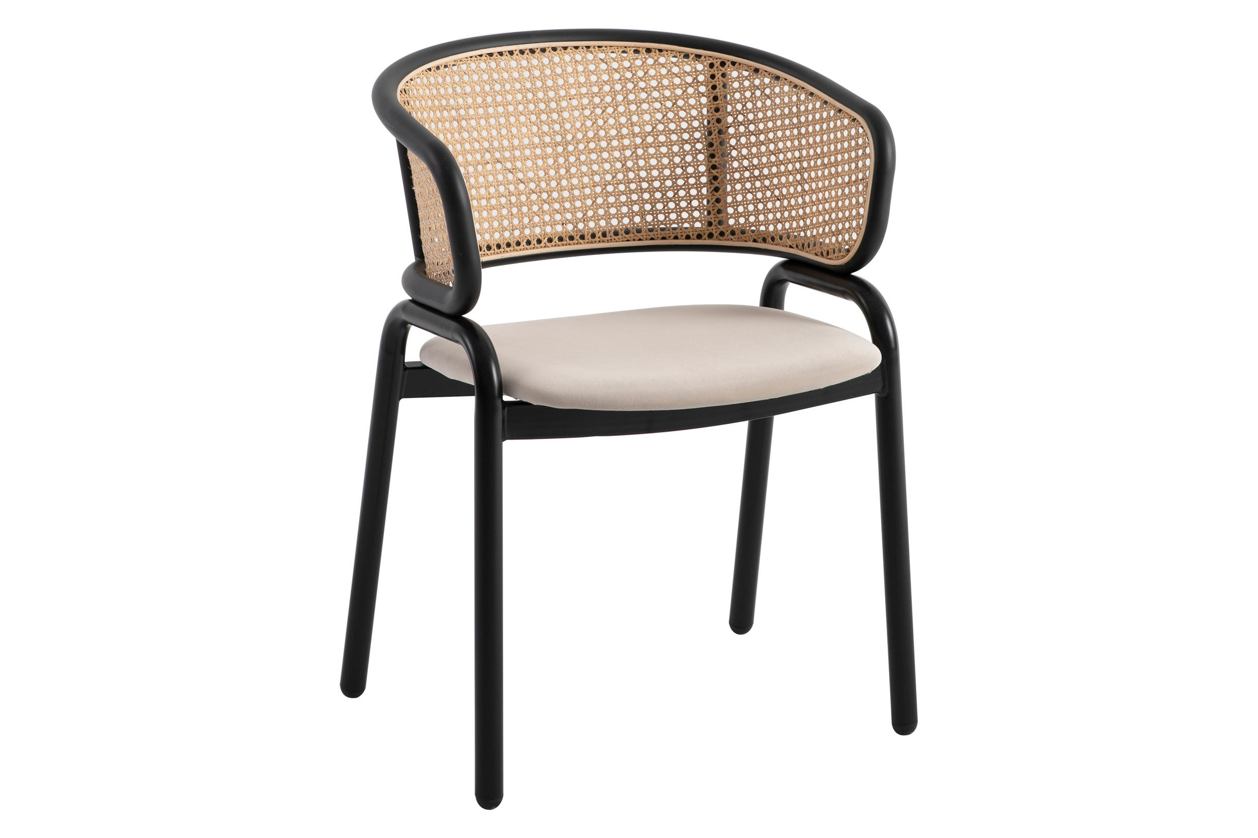 LeisureMod Ervilla Modern Dining Chair With Stainless Steel Legs Velvet Seat And Wicker Back