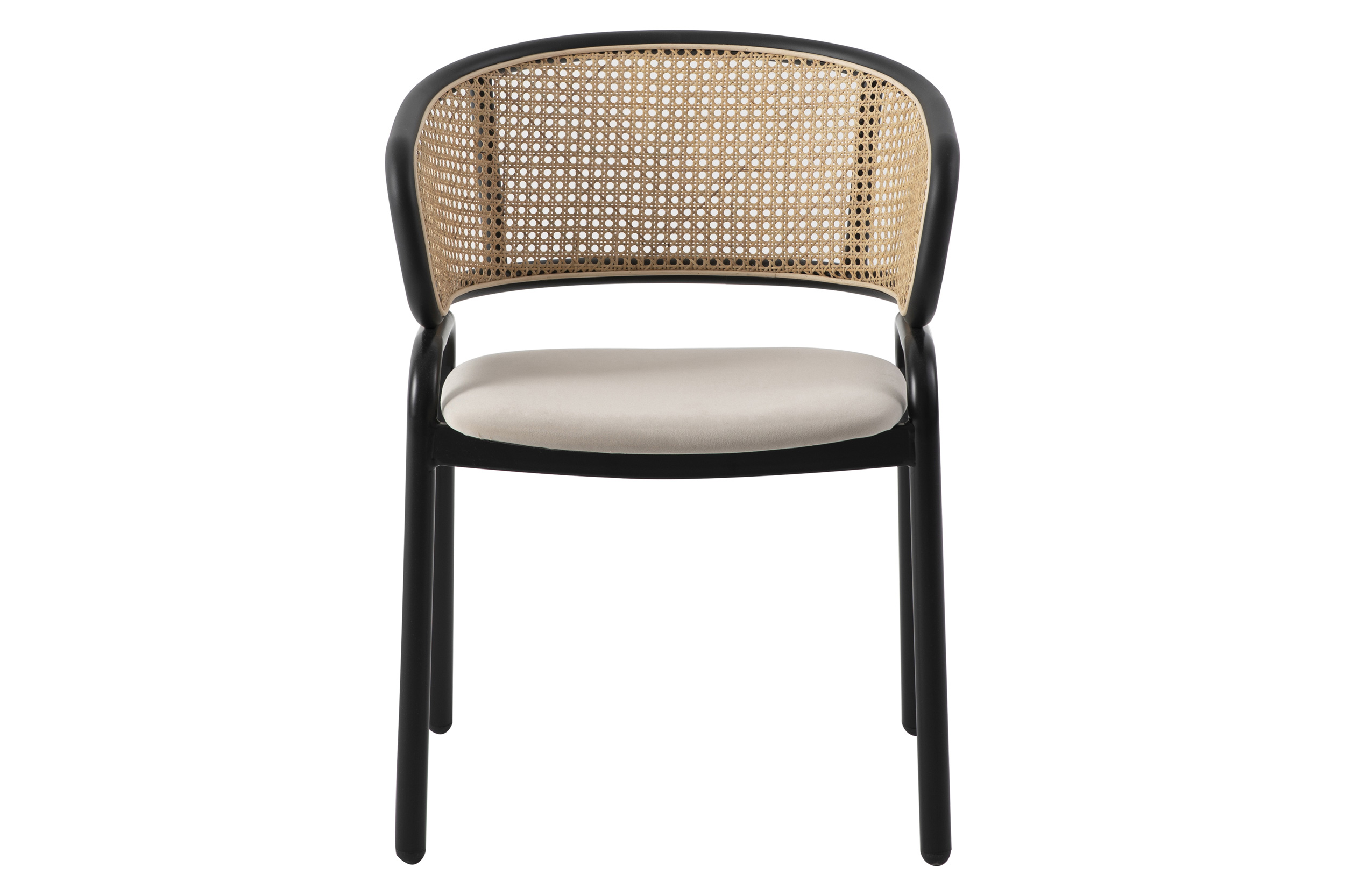 LeisureMod Ervilla Modern Dining Chair With Stainless Steel Legs Velvet Seat And Wicker Back - Beige