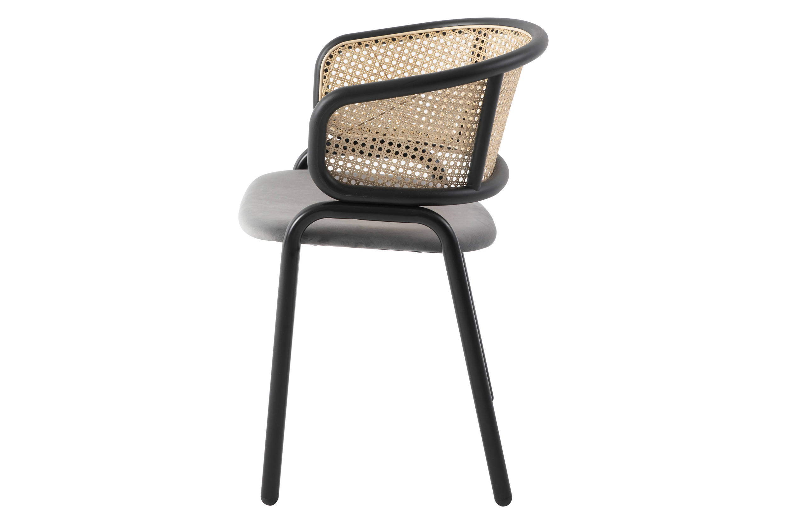 LeisureMod Ervilla Modern Dining Chair With Stainless Steel Legs Velvet Seat And Wicker Back - Beige