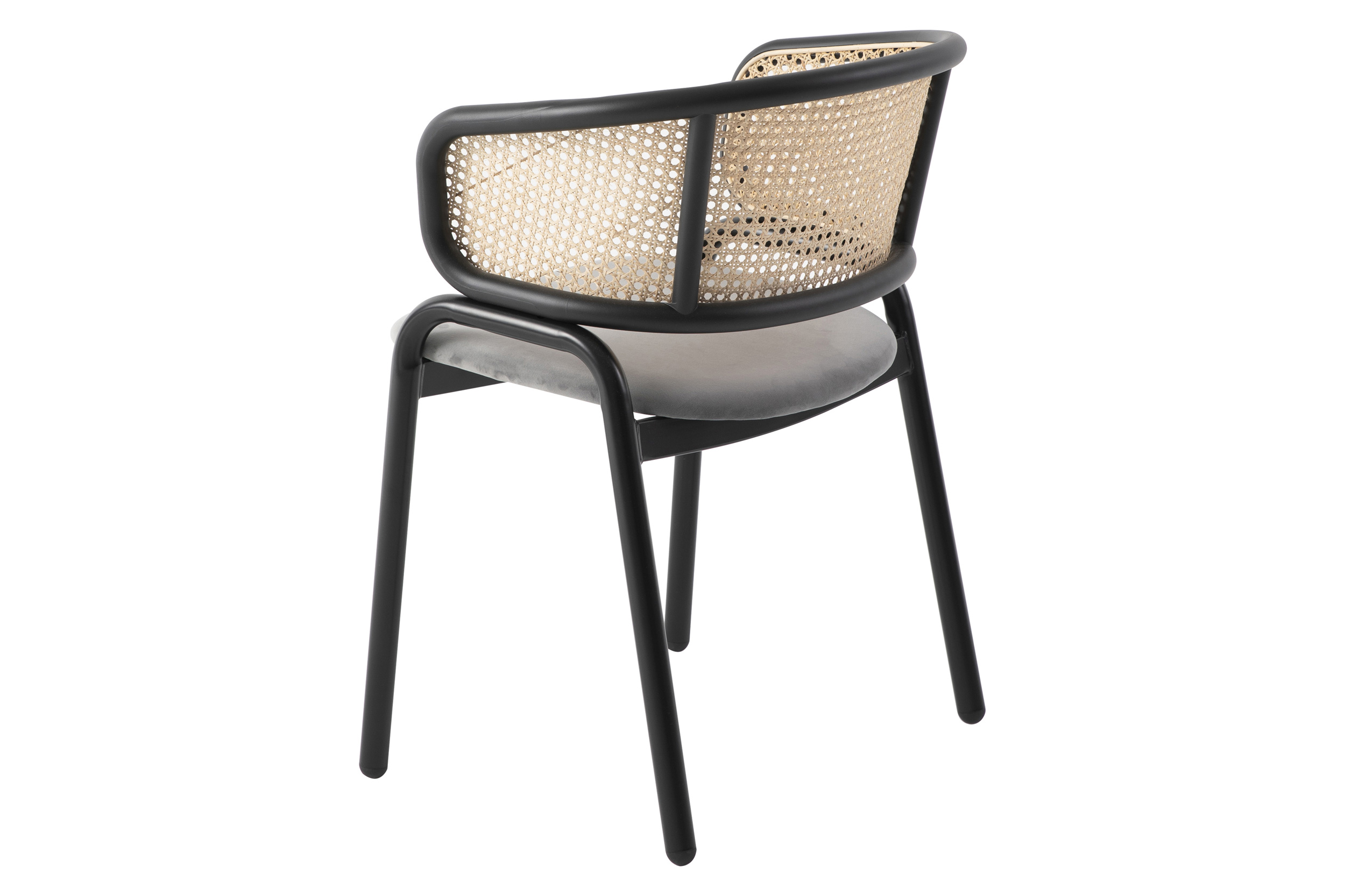 LeisureMod Ervilla Modern Dining Chair With Stainless Steel Legs Velvet Seat And Wicker Back - Beige