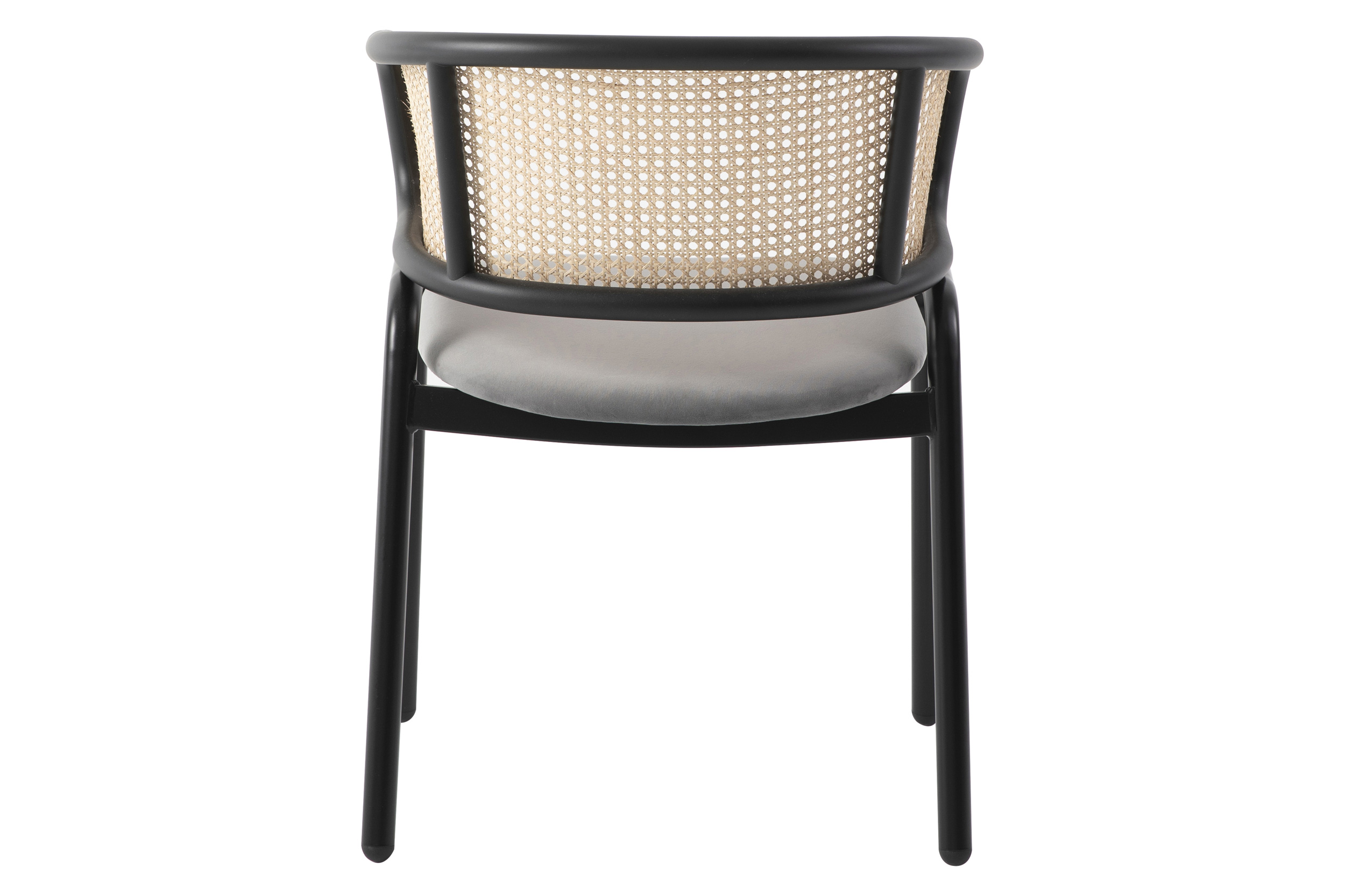 LeisureMod Ervilla Modern Dining Chair With Stainless Steel Legs Velvet Seat And Wicker Back - Beige