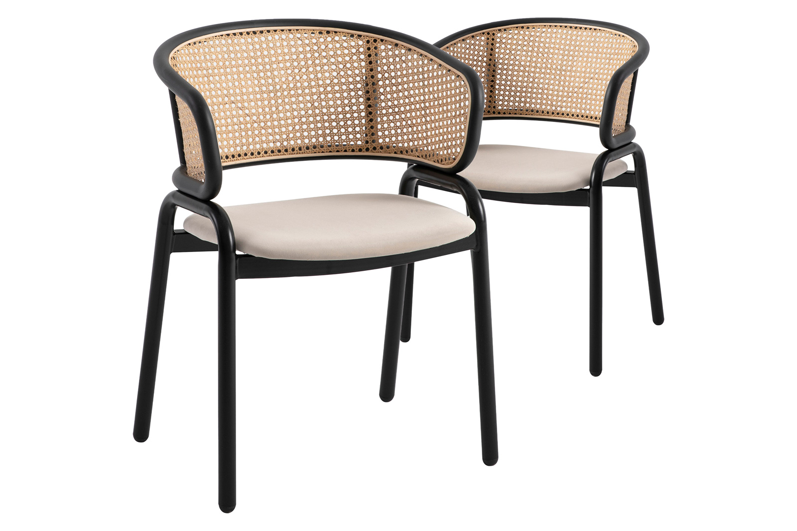 LeisureMod Ervilla Modern Dining Chair With Stainless Steel Legs Velvet Seat And Wicker Back (Set Of 2)