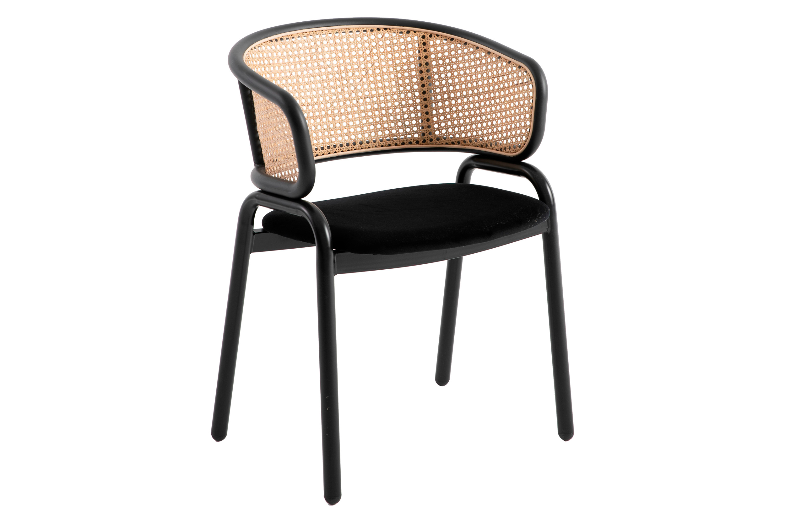 LeisureMod Ervilla Modern Dining Chair With Stainless Steel Legs Velvet Seat And Wicker Back