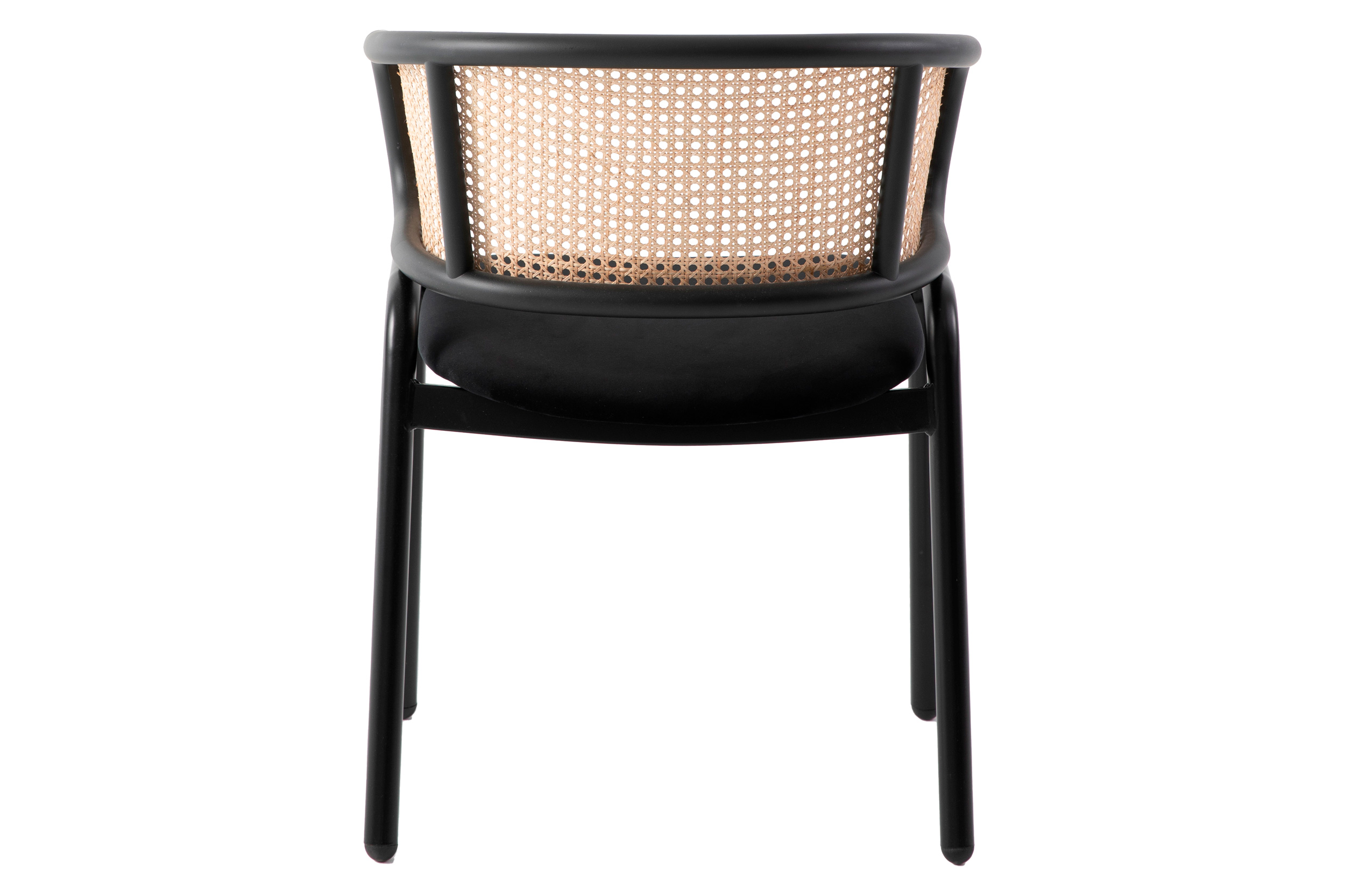 LeisureMod Ervilla Modern Dining Chair With Stainless Steel Legs Velvet Seat And Wicker Back - Black