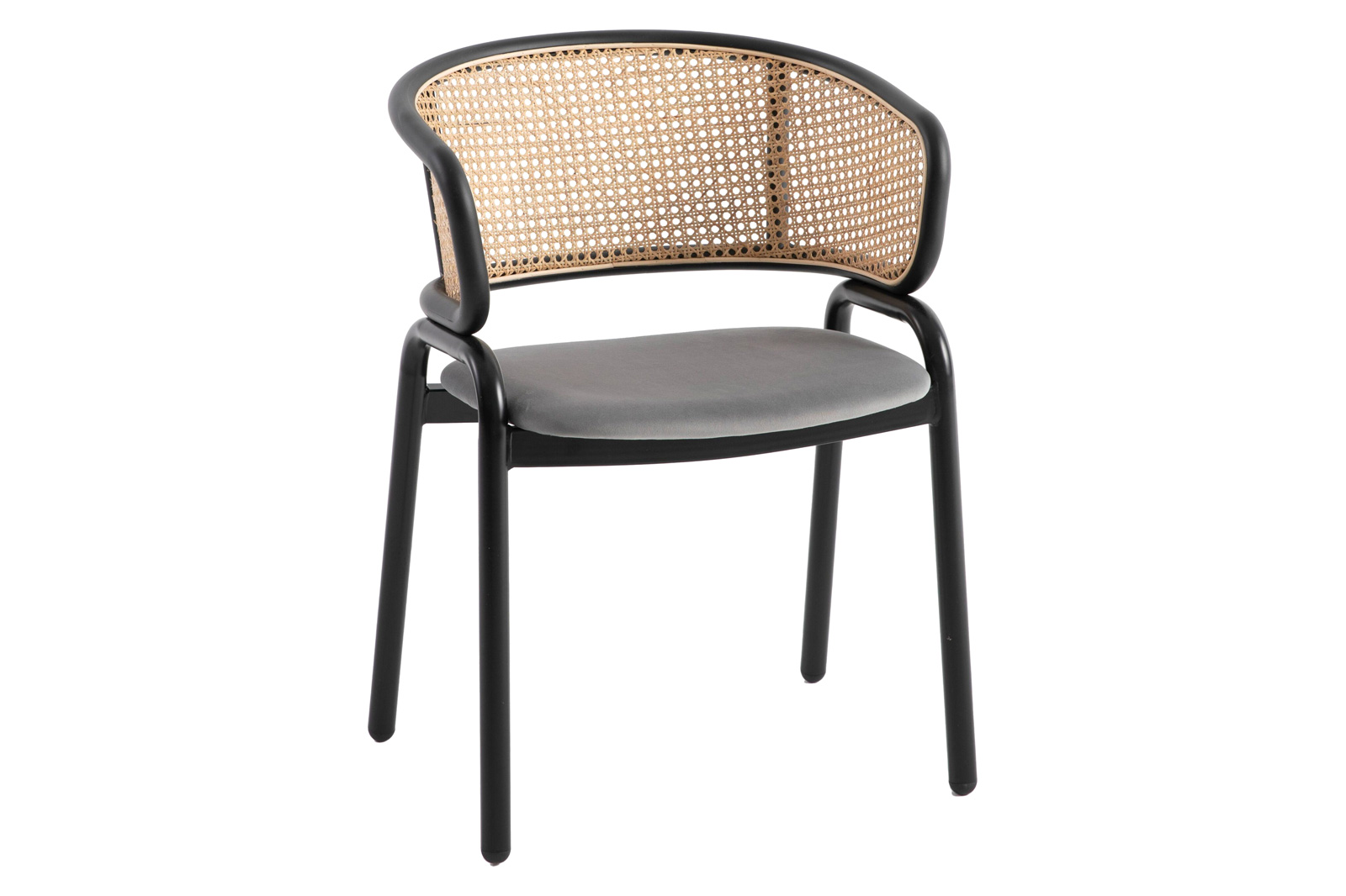 LeisureMod Ervilla Modern Dining Chair With Stainless Steel Legs Velvet Seat And Wicker Back