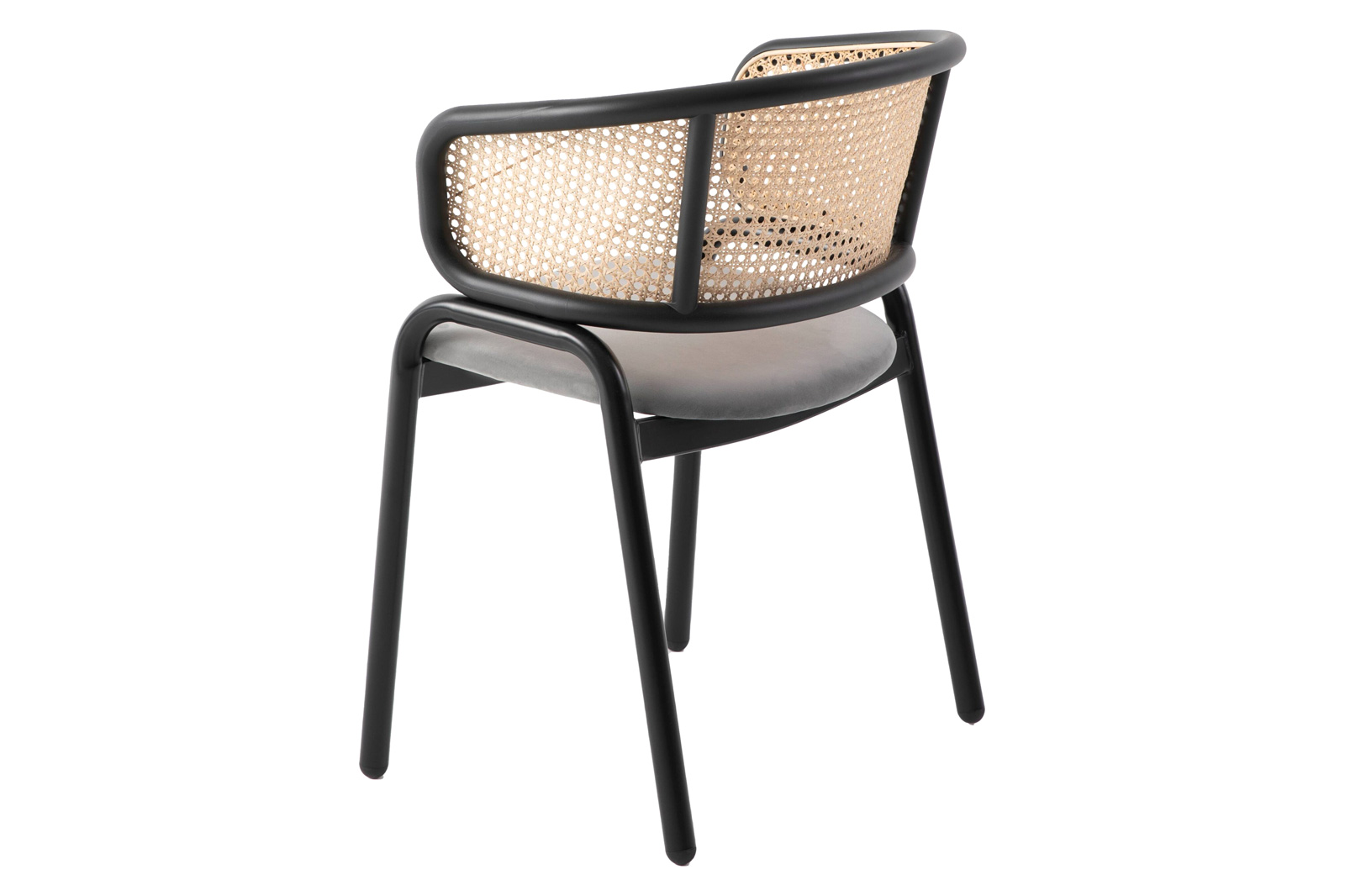 LeisureMod Ervilla Modern Dining Chair With Stainless Steel Legs Velvet Seat And Wicker Back - Gray