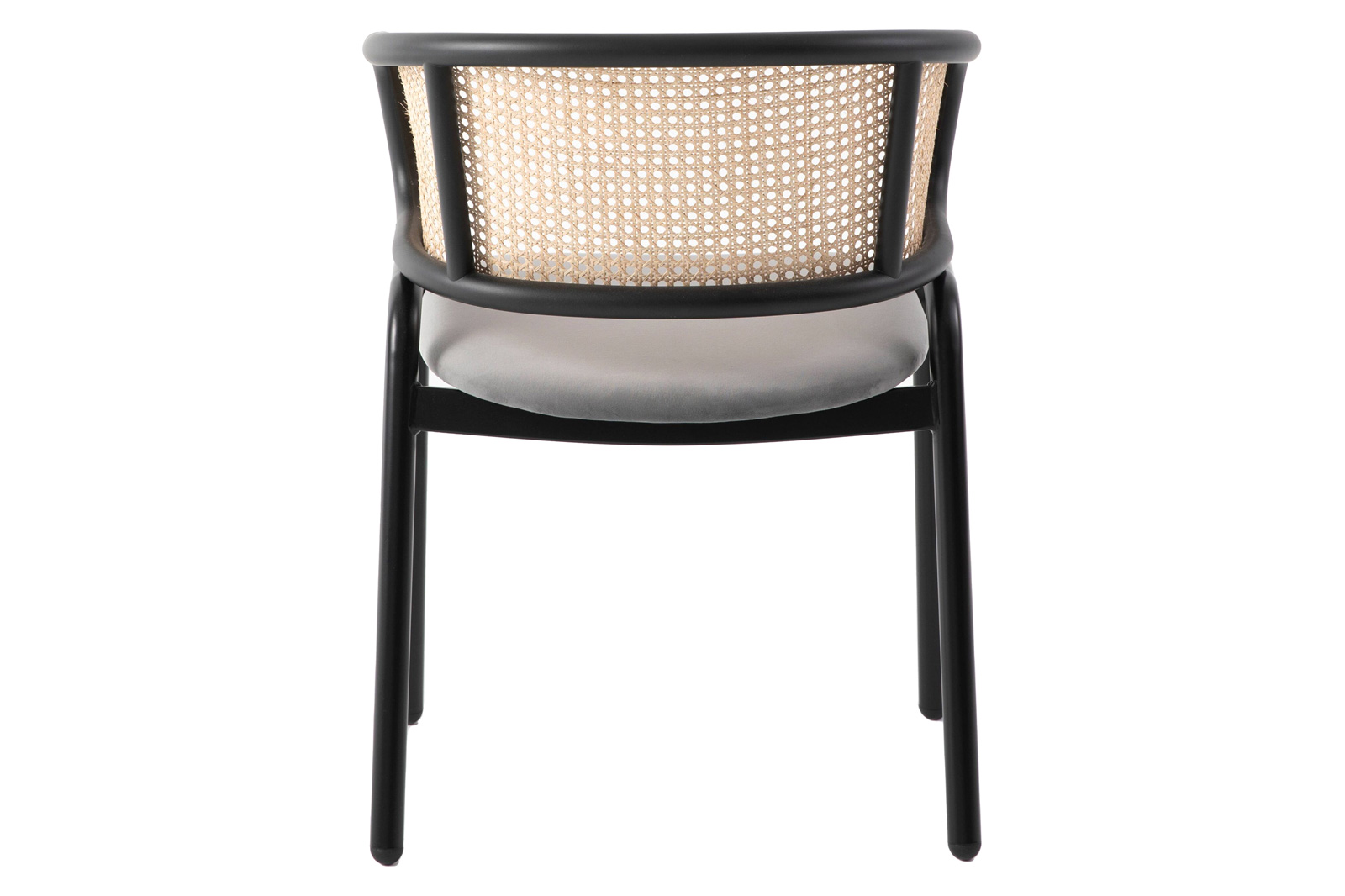 LeisureMod Ervilla Modern Dining Chair With Stainless Steel Legs Velvet Seat And Wicker Back - Gray