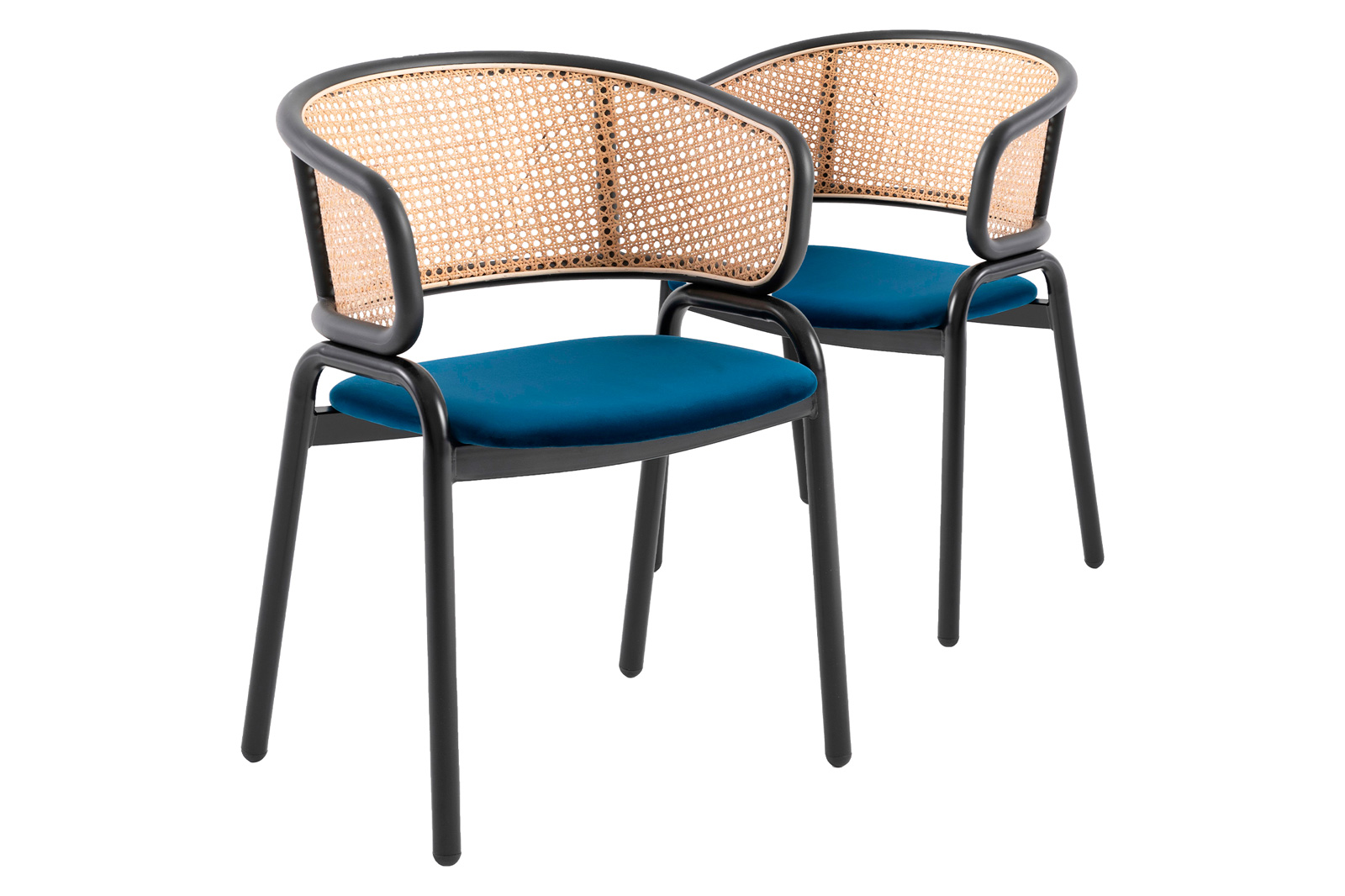 LeisureMod Ervilla Modern Dining Chair With Stainless Steel Legs Velvet Seat And Wicker Back (Set Of 2)