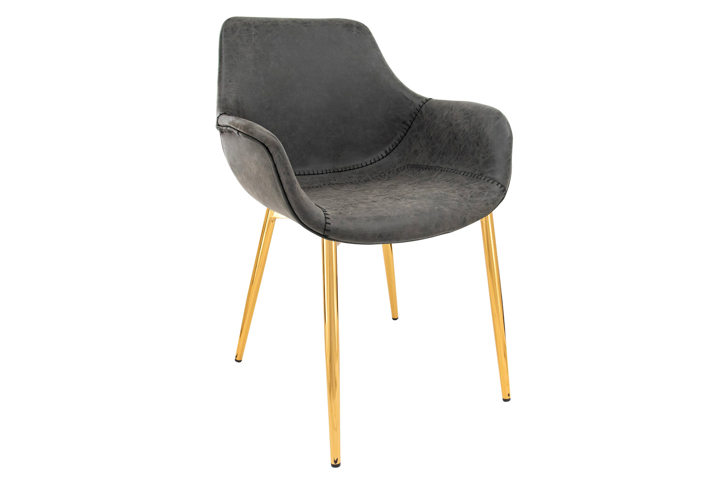 LeisureMod Markley Modern Leather Dining Arm Chair with Black Metal Legs