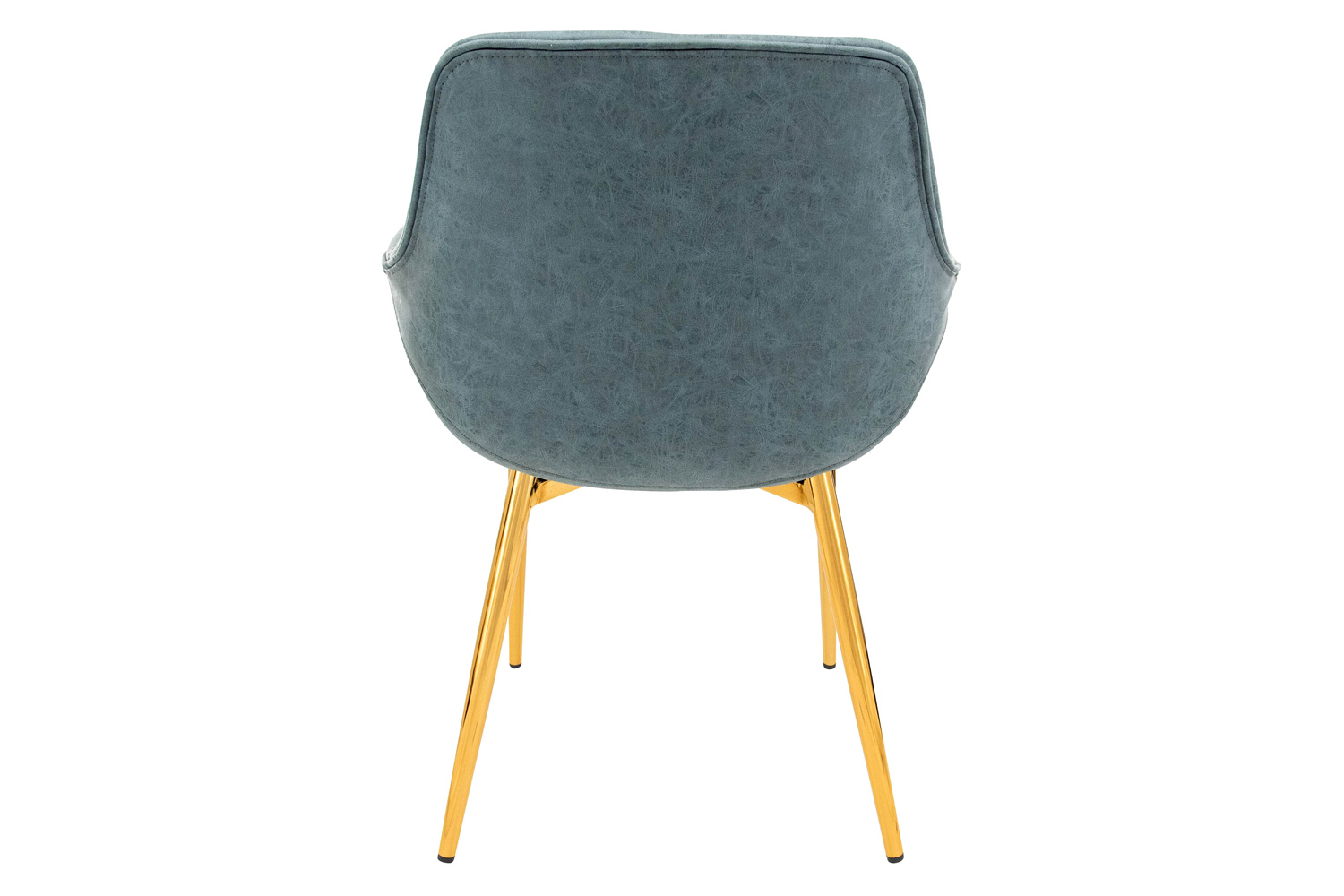 LeisureMod Markley Modern Leather Dining Arm Chair with Gold Metal Legs - Peacock/Blue