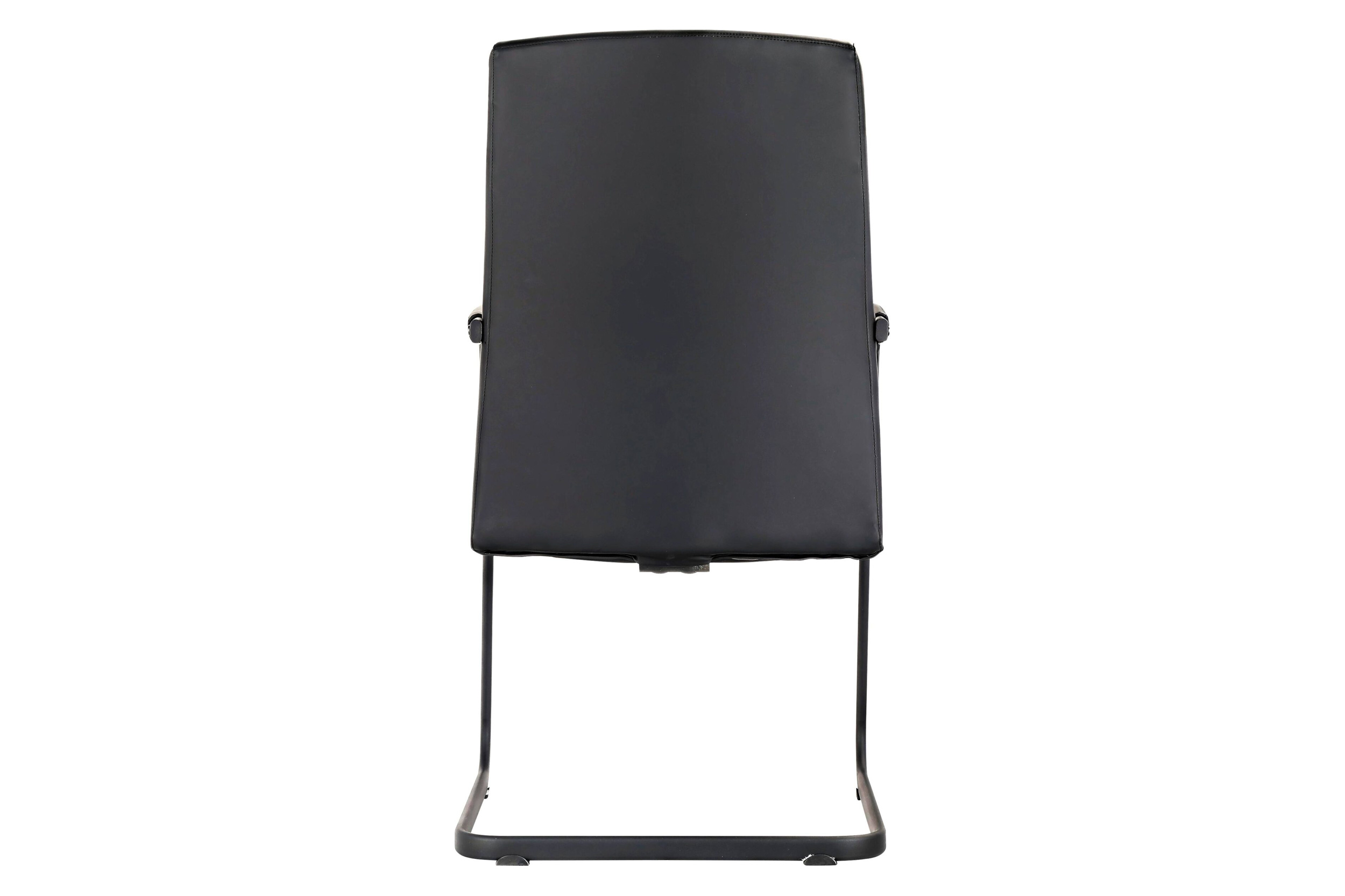 LeisureMod Evander Mid-Century Modern Faux Leather Office Chair With Aluminum Frame - Black