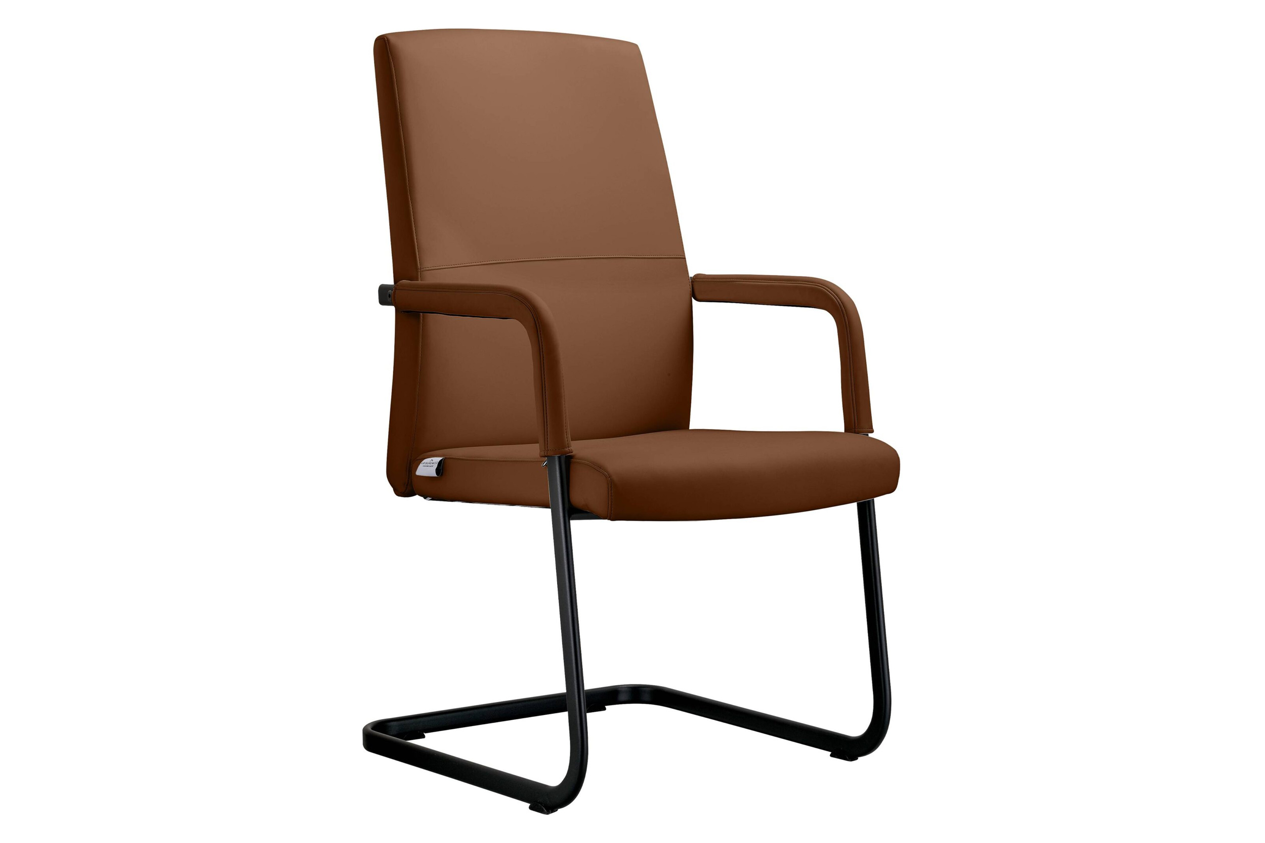 LeisureMod Evander Mid-Century Modern Faux Leather Office Chair With Aluminum Frame