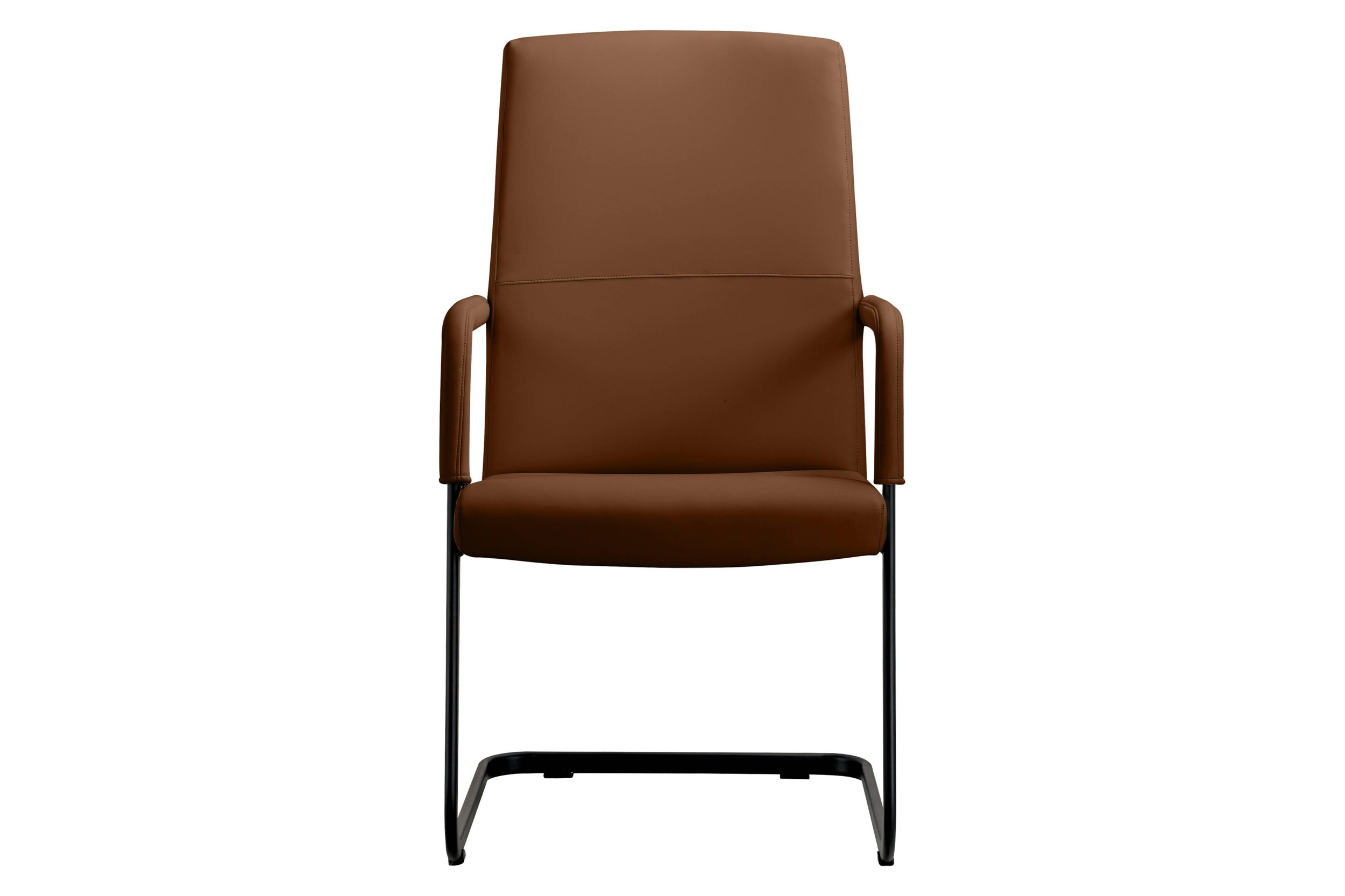 LeisureMod Evander Mid-Century Modern Faux Leather Office Chair With Aluminum Frame - Dark Brown