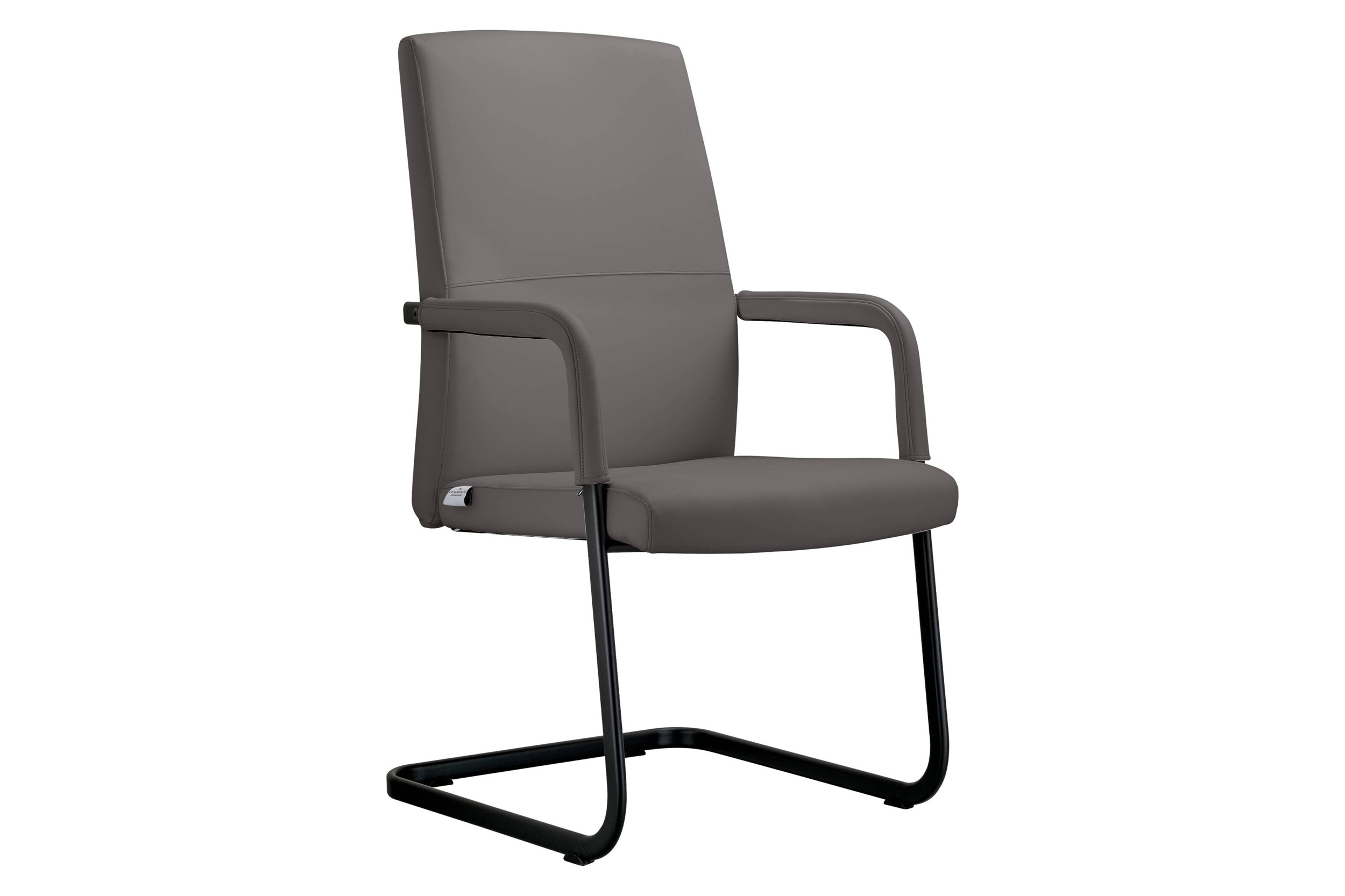 LeisureMod Evander Mid-Century Modern Faux Leather Office Chair With Aluminum Frame