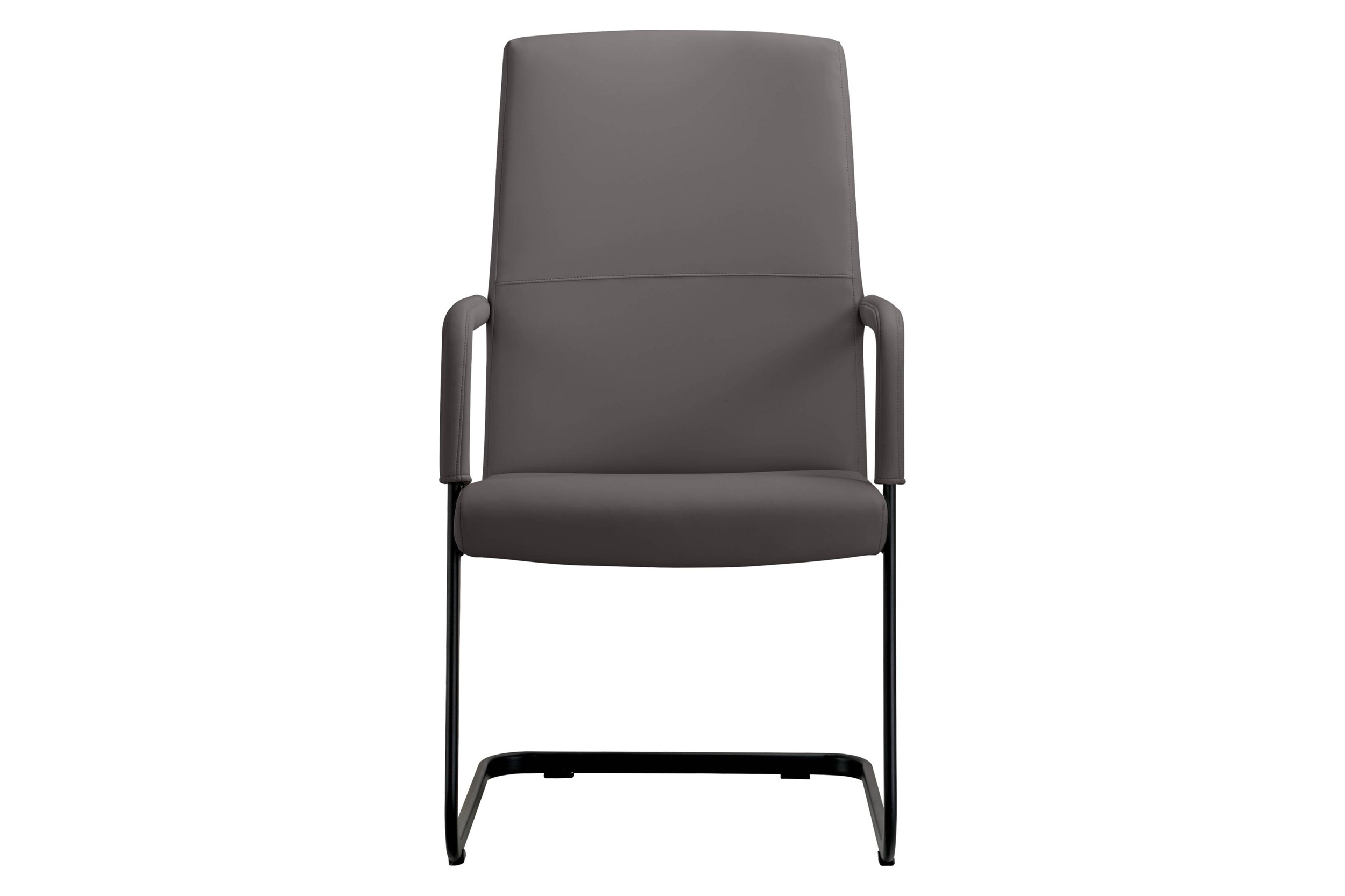 LeisureMod Evander Mid-Century Modern Faux Leather Office Chair With Aluminum Frame - Gray