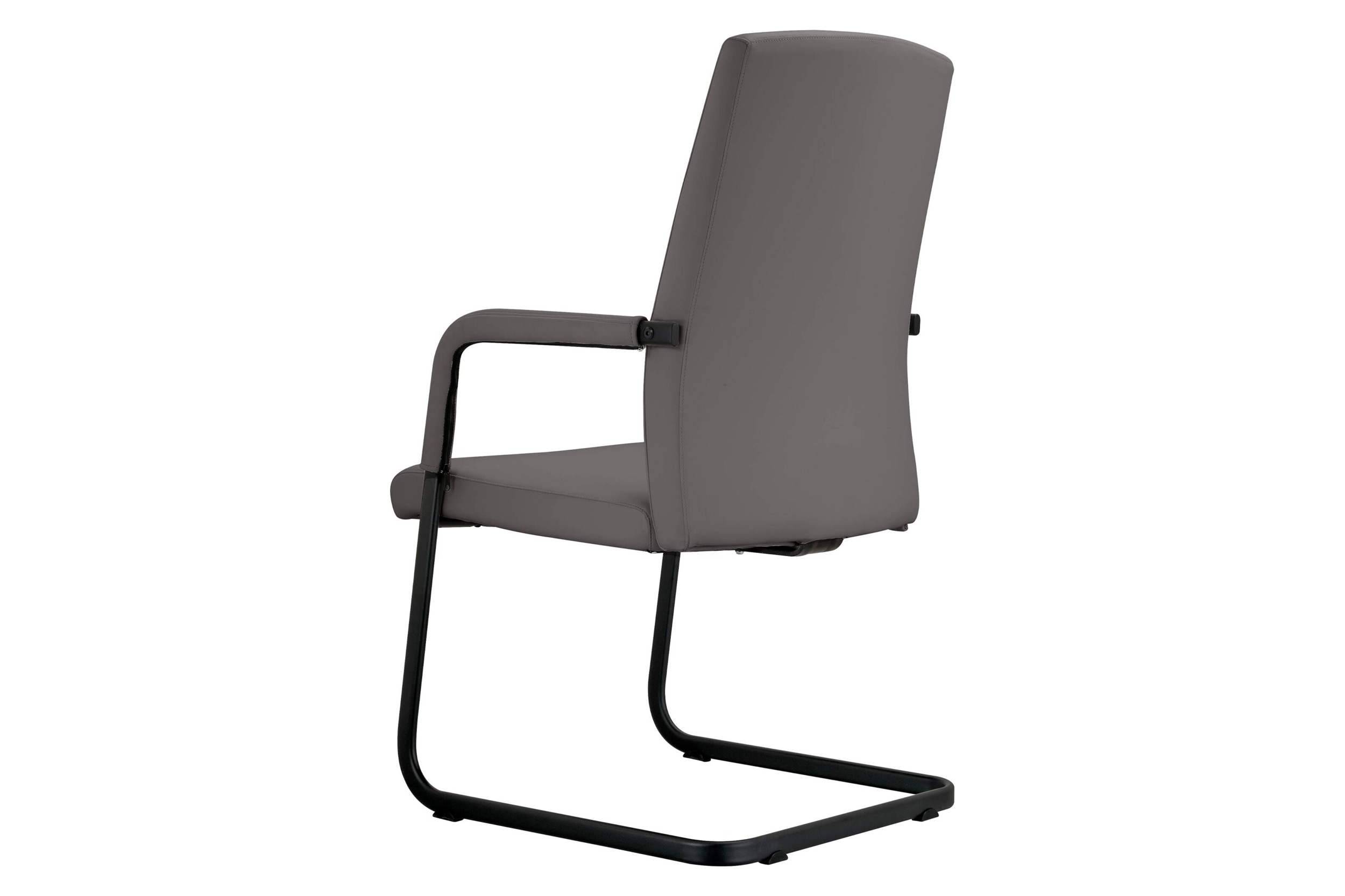 LeisureMod Evander Mid-Century Modern Faux Leather Office Chair With Aluminum Frame - Gray