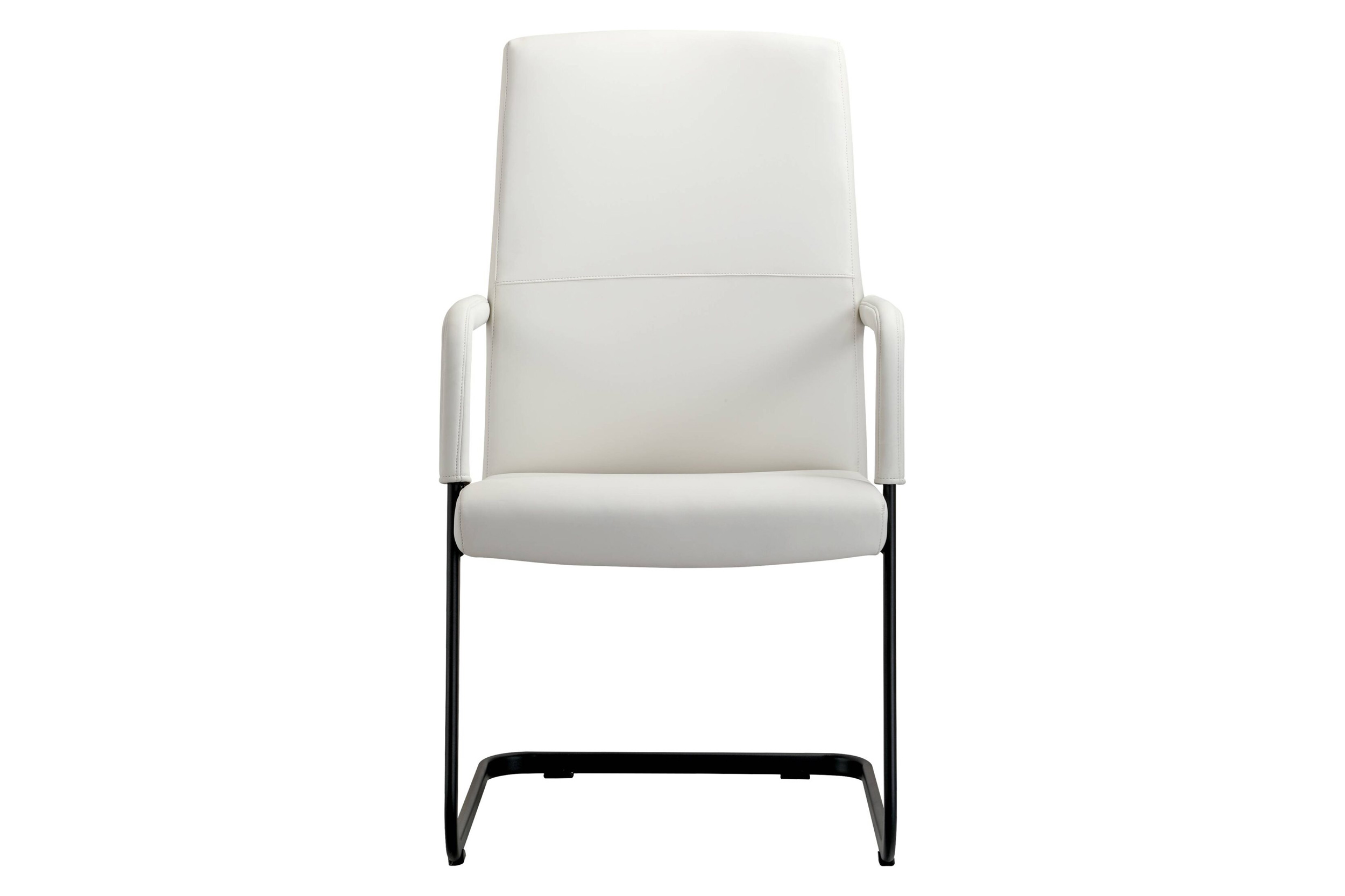 LeisureMod Evander Mid-Century Modern Faux Leather Office Chair With Aluminum Frame - White