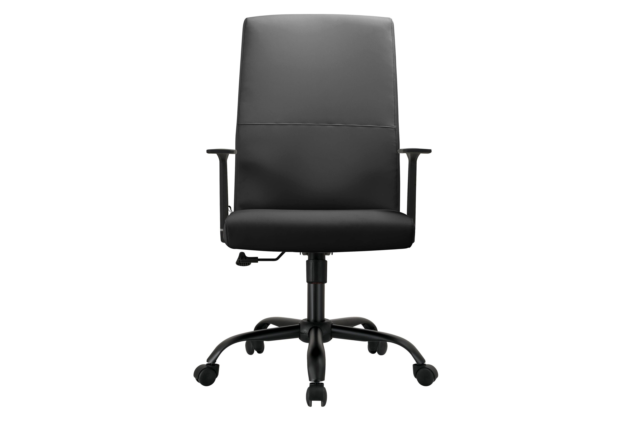 LeisureMod Evander Modern Faux Leather Office Chair in Aluminum with Adjustable Height and Swivel - Black