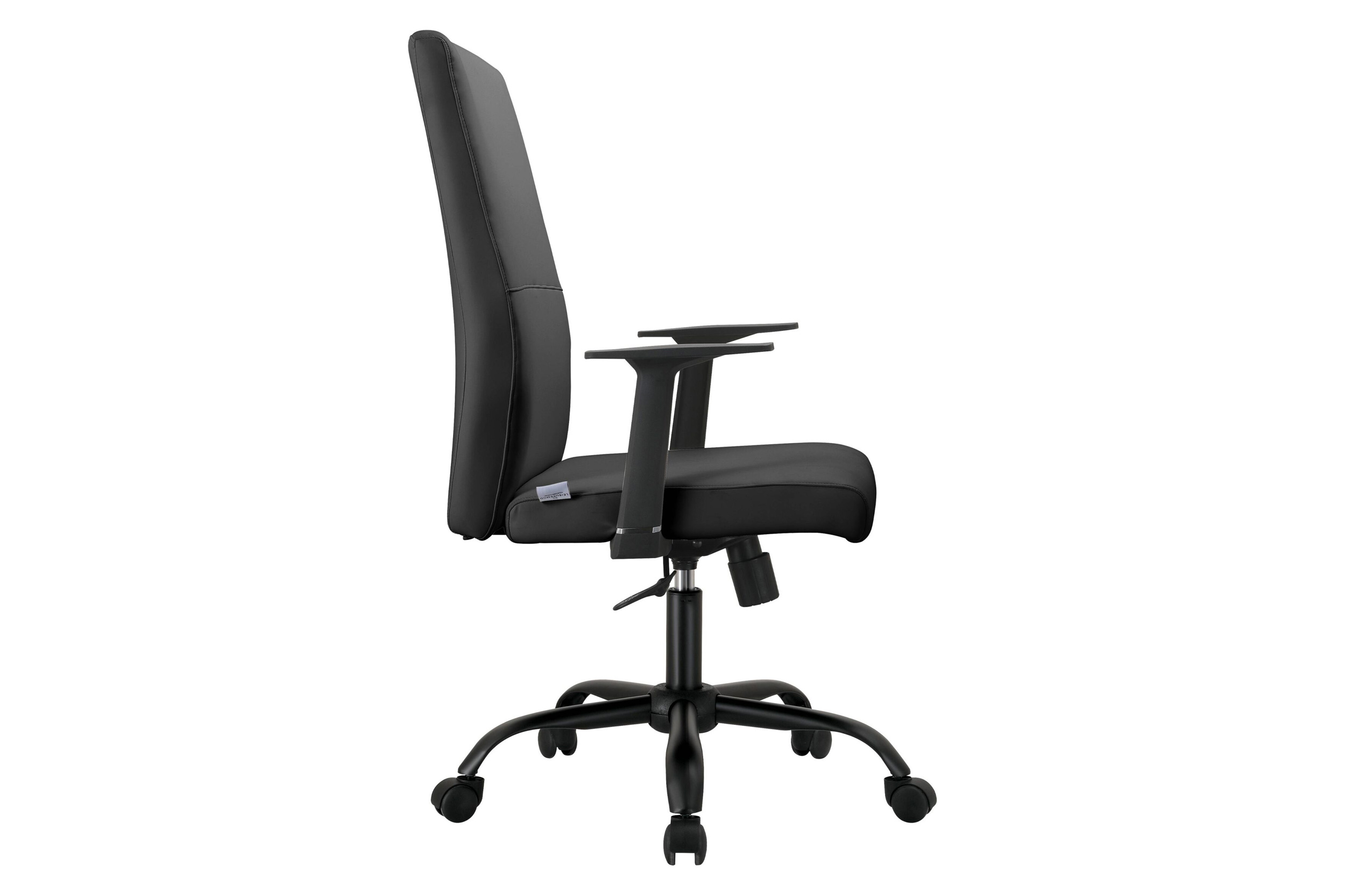 LeisureMod Evander Modern Faux Leather Office Chair in Aluminum with Adjustable Height and Swivel - Black