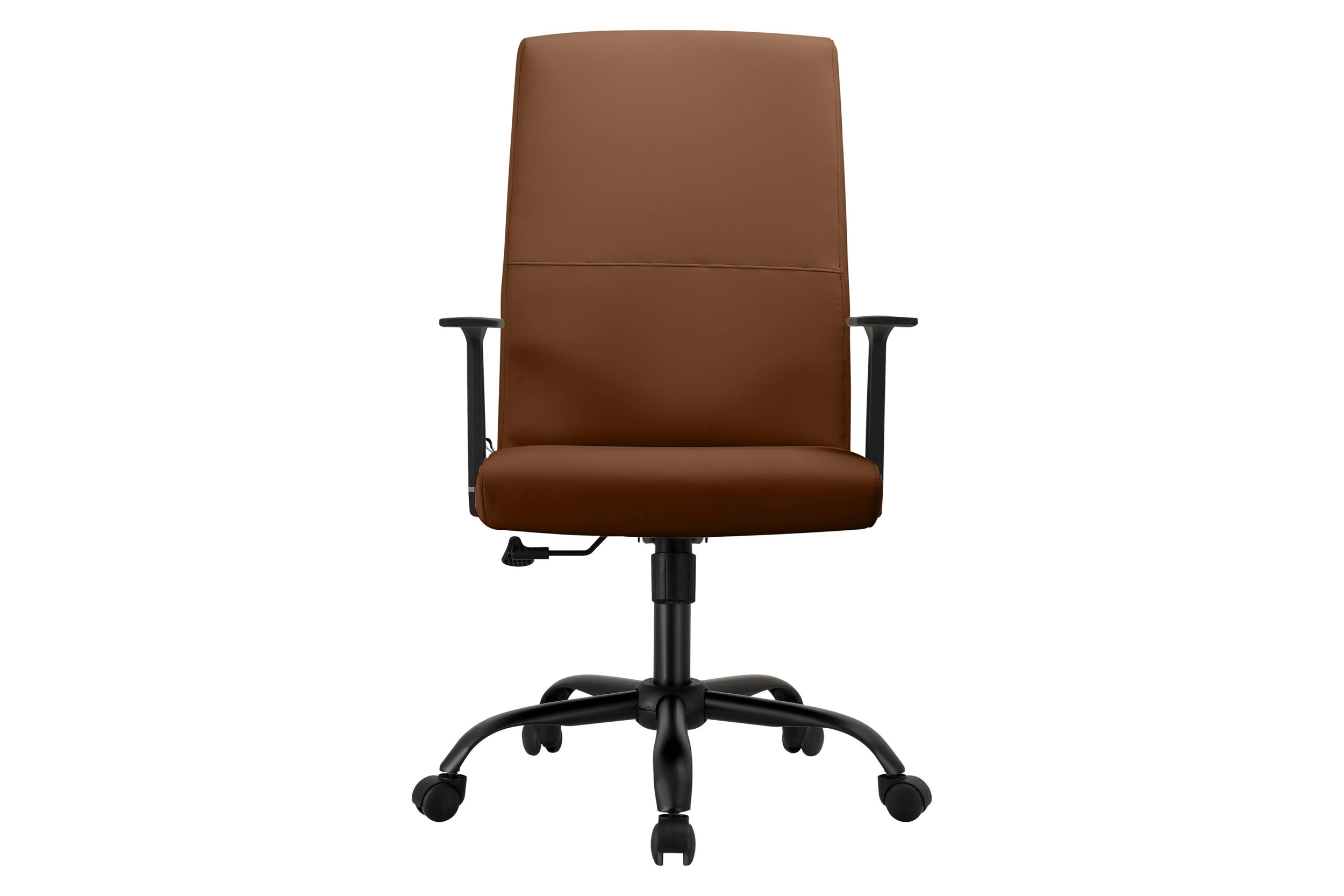 LeisureMod Evander Modern Faux Leather Office Chair in Aluminum with Adjustable Height and Swivel - Dark Brown