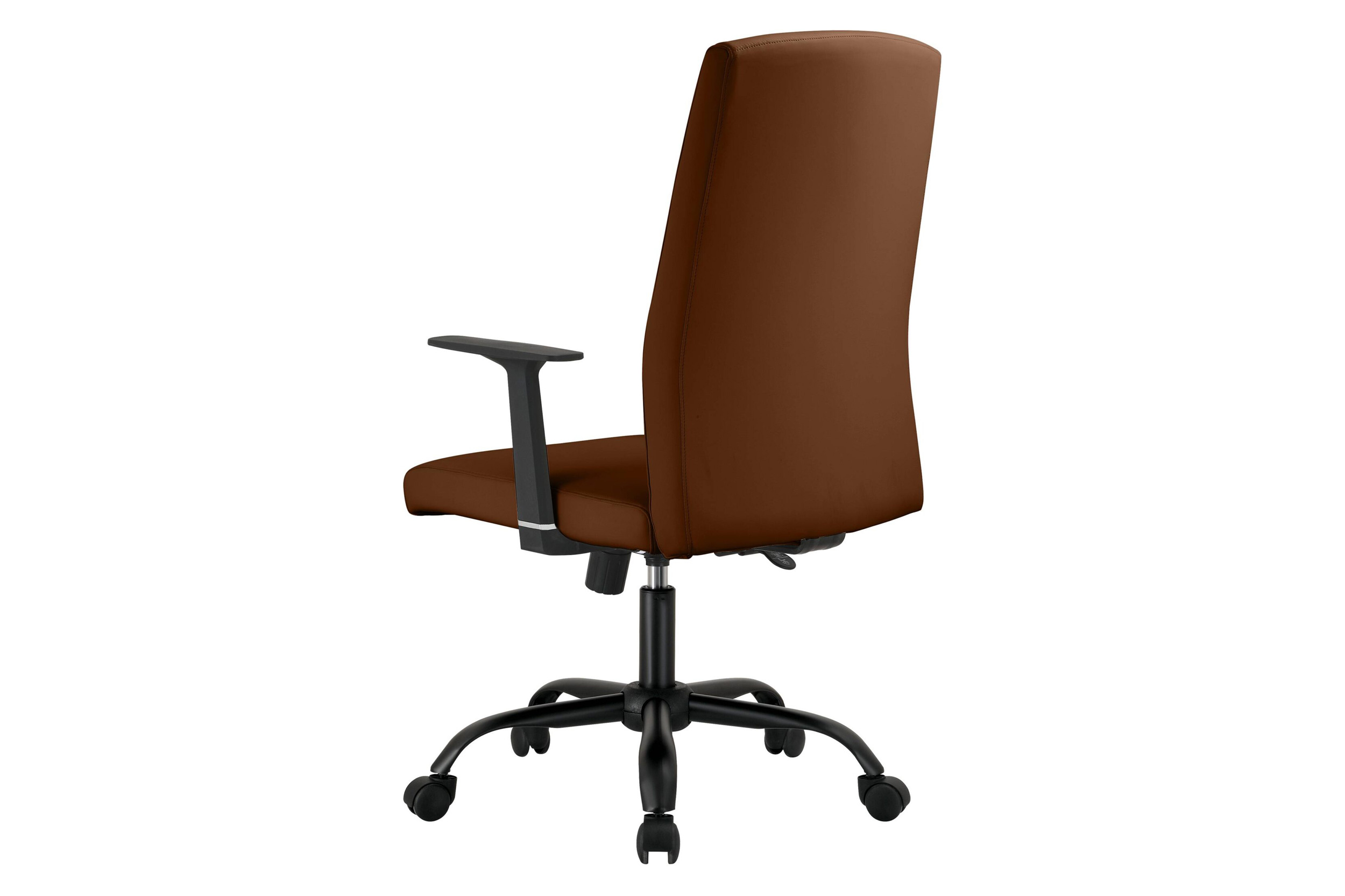 LeisureMod Evander Modern Faux Leather Office Chair in Aluminum with Adjustable Height and Swivel - Dark Brown