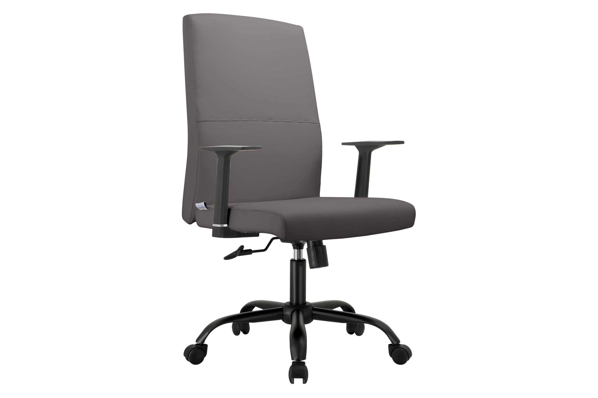 LeisureMod Evander Modern Faux Leather Office Chair in Aluminum with Adjustable Height and Swivel