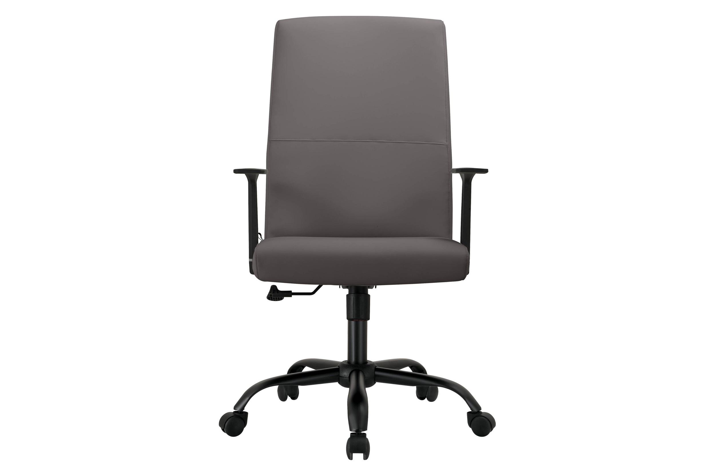 LeisureMod Evander Modern Faux Leather Office Chair in Aluminum with Adjustable Height and Swivel - Gray