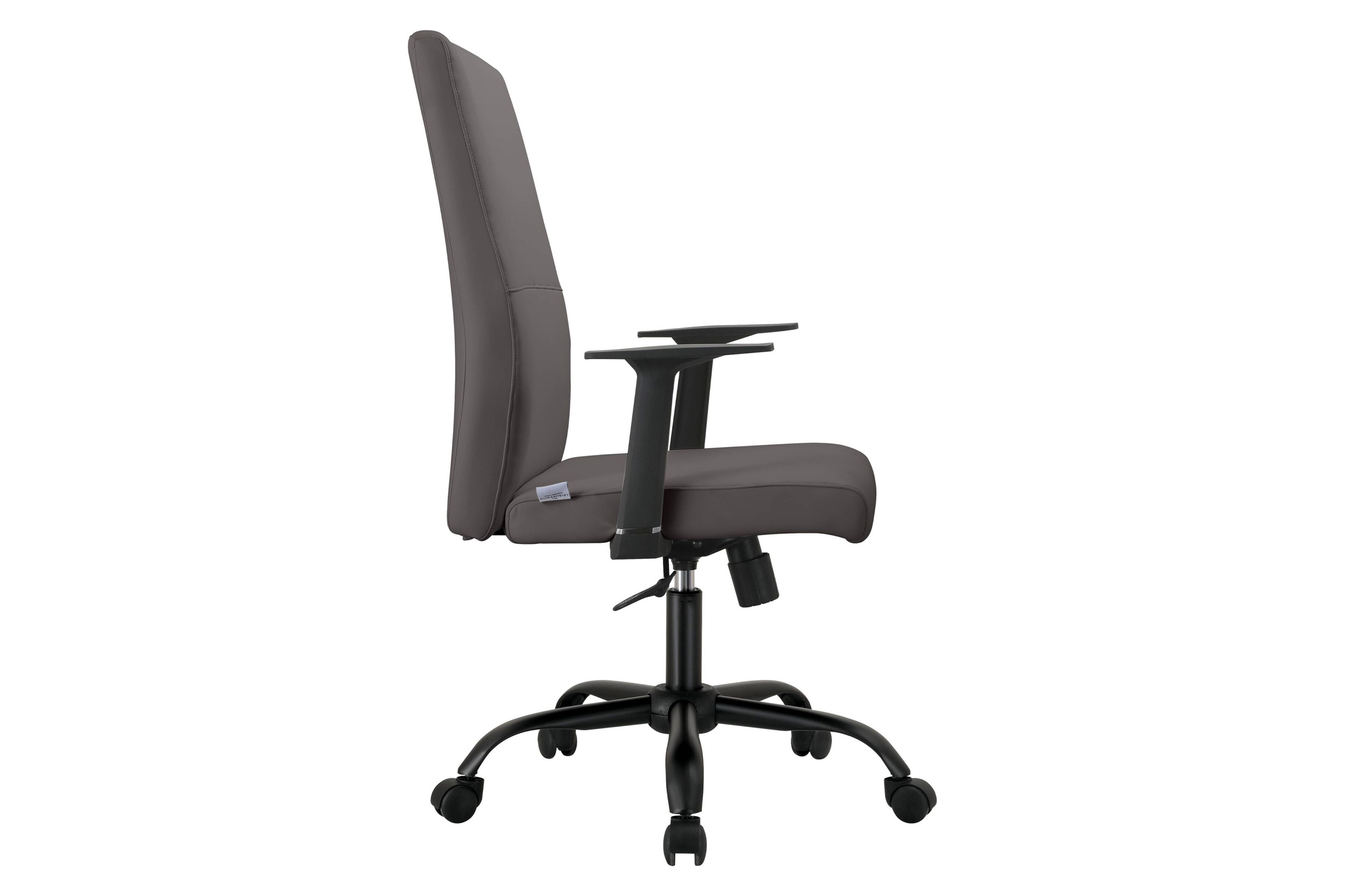 LeisureMod Evander Modern Faux Leather Office Chair in Aluminum with Adjustable Height and Swivel - Gray