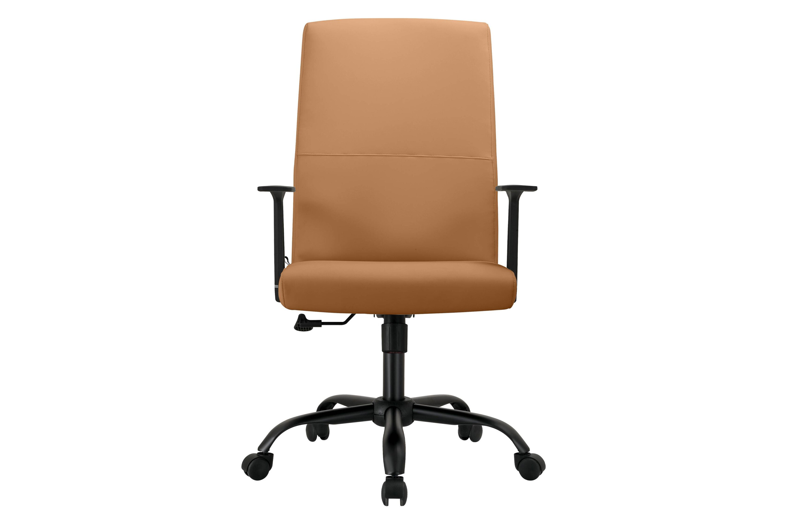 LeisureMod Evander Modern Faux Leather Office Chair in Aluminum with Adjustable Height and Swivel - Acorn Brown