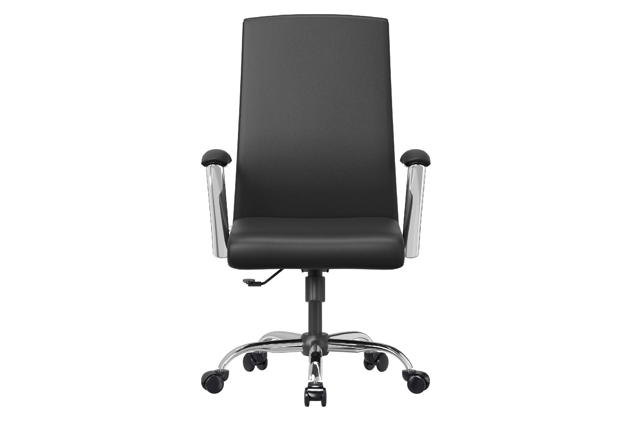 LeisureMod Evander Mid-Century Modern Swivel Office Chair in Faux Leather with Adjustable Height - Black