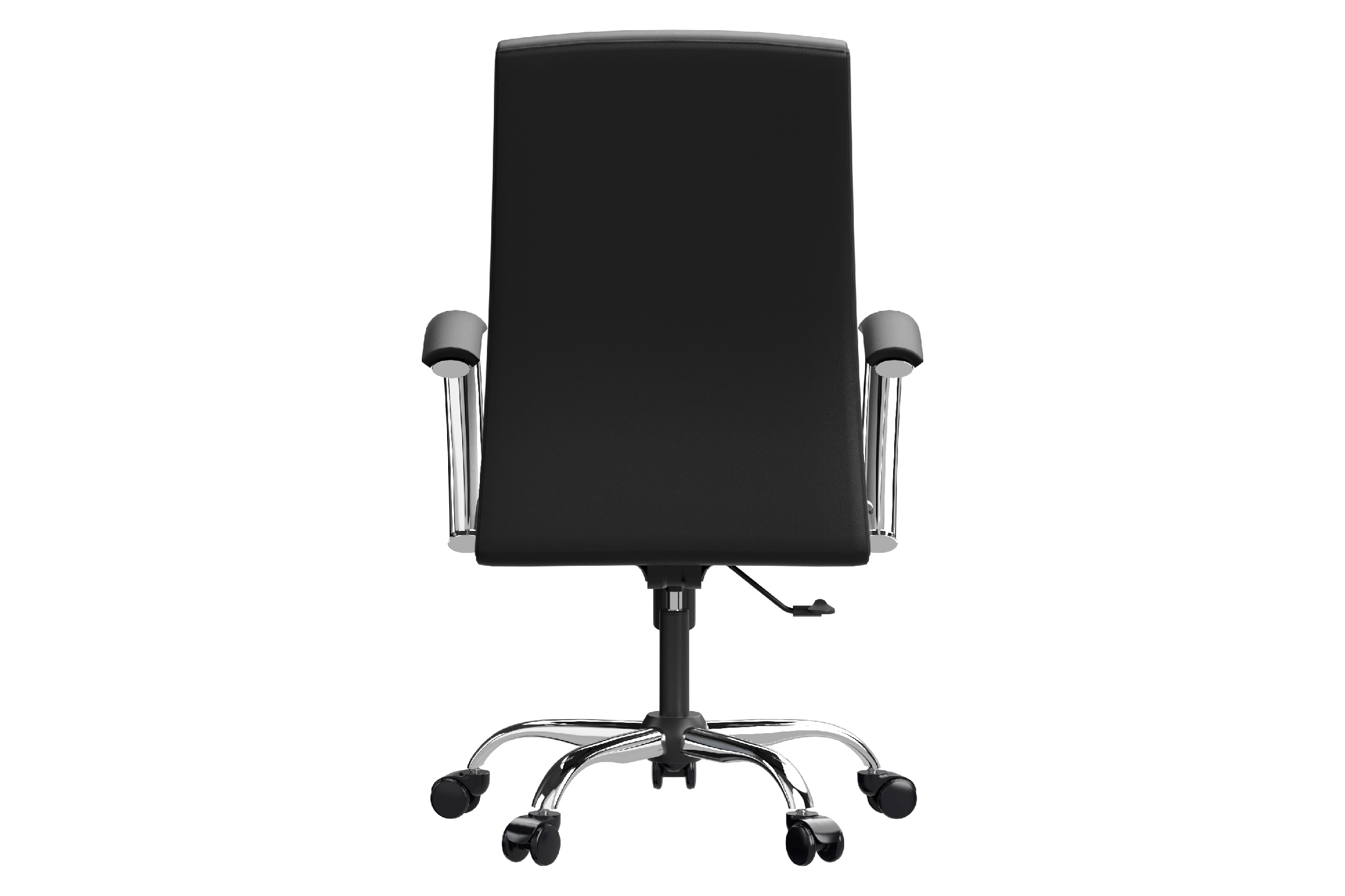 LeisureMod Evander Mid-Century Modern Swivel Office Chair in Faux Leather with Adjustable Height - Black