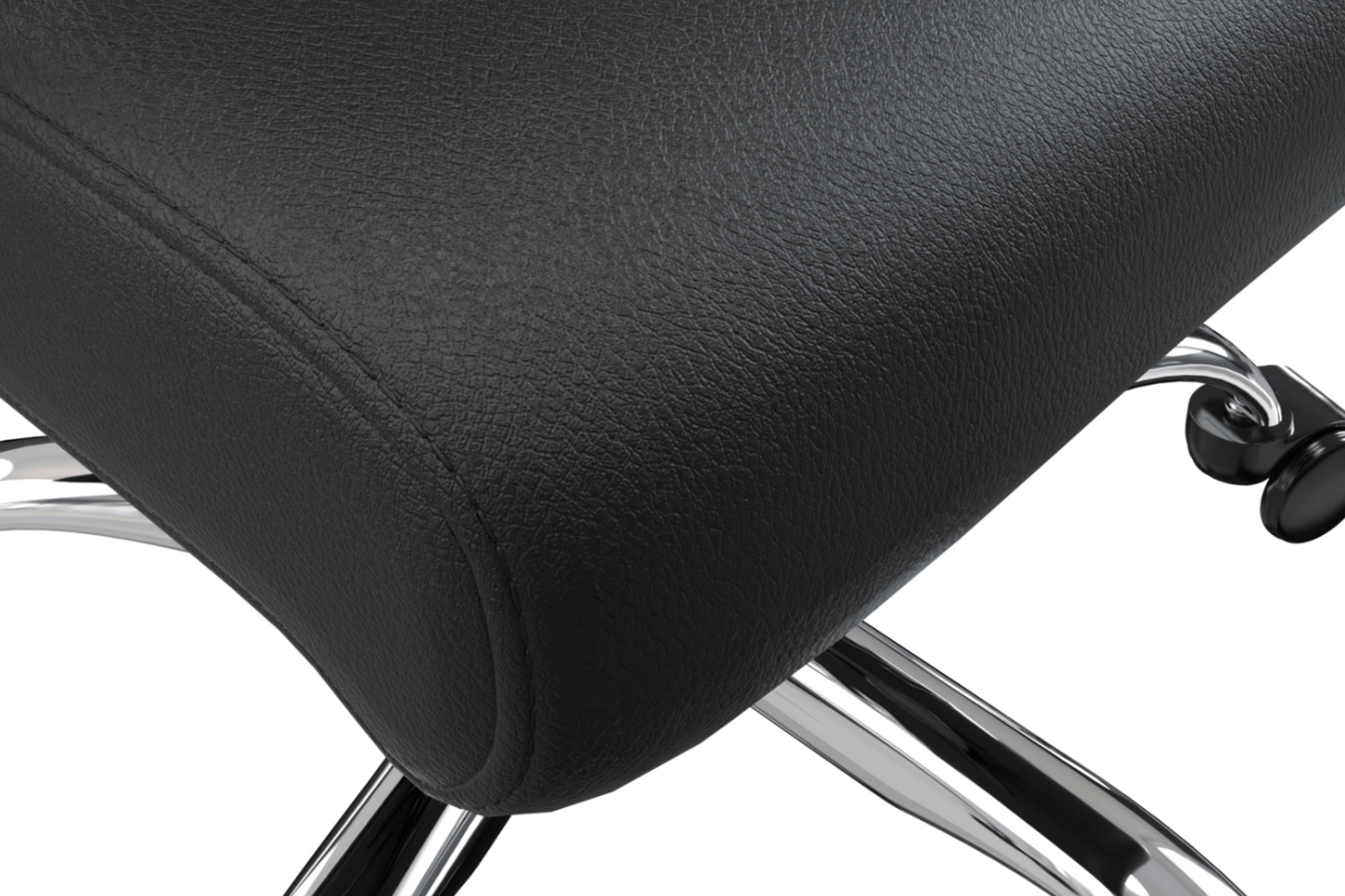 LeisureMod Evander Mid-Century Modern Swivel Office Chair in Faux Leather with Adjustable Height - Black