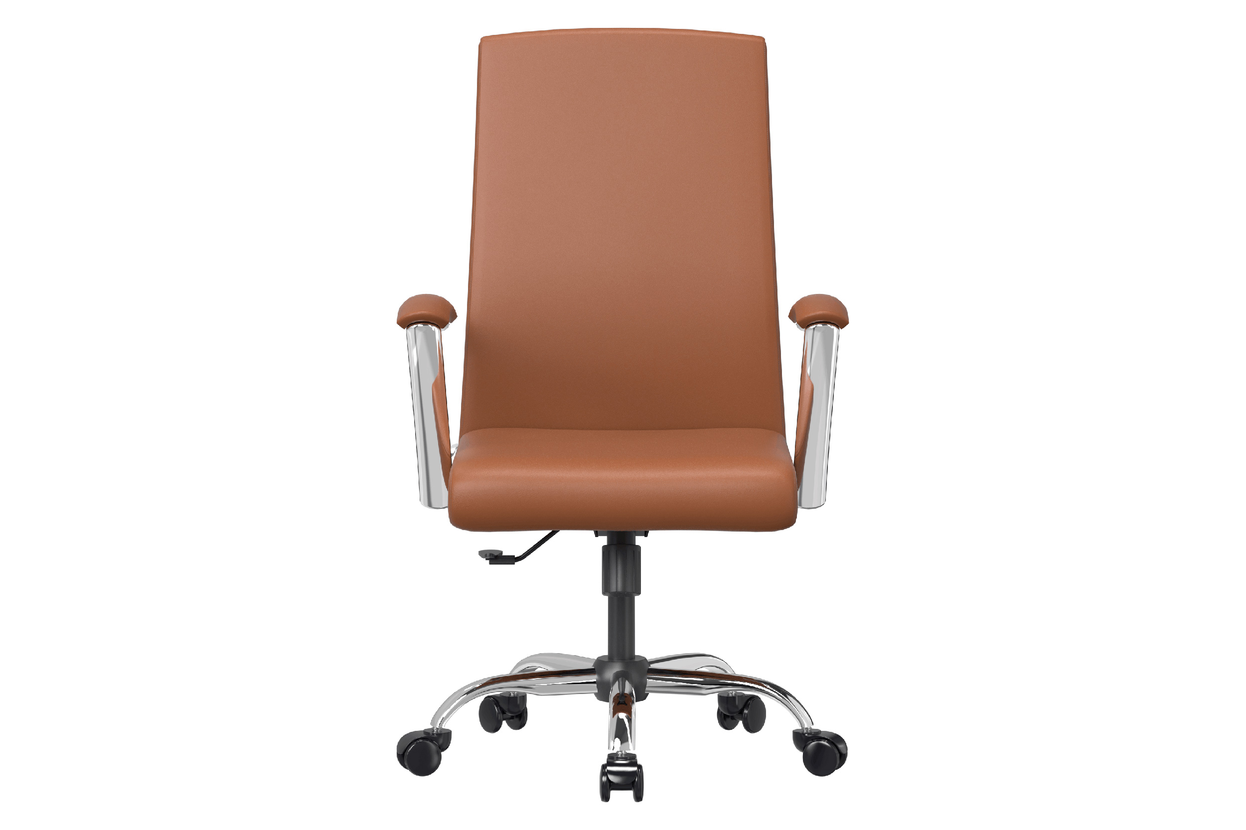 LeisureMod Evander Mid-Century Modern Swivel Office Chair in Faux Leather with Adjustable Height - Dark Brown