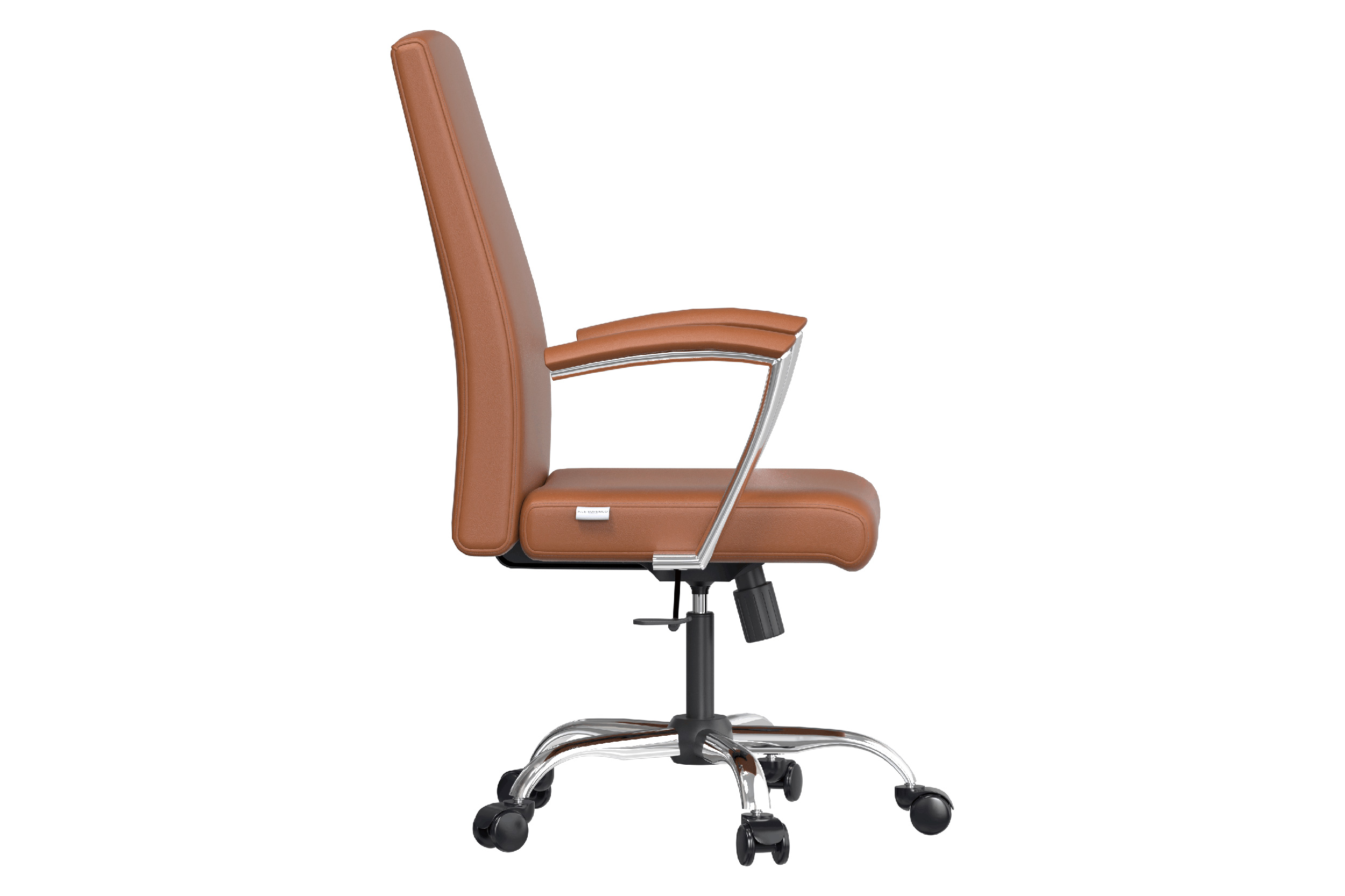 LeisureMod Evander Mid-Century Modern Swivel Office Chair in Faux Leather with Adjustable Height - Dark Brown